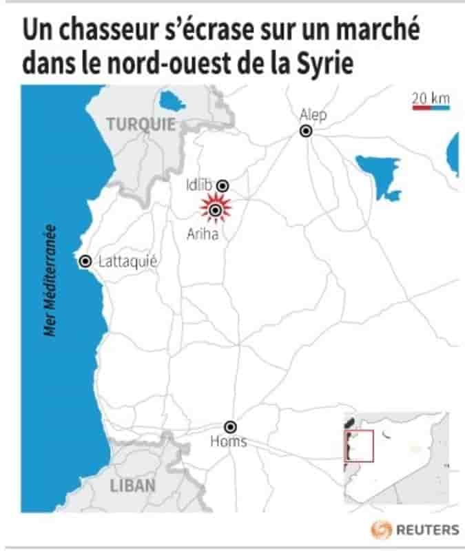 Un chasseur s'ecrase sur un marche en syrie