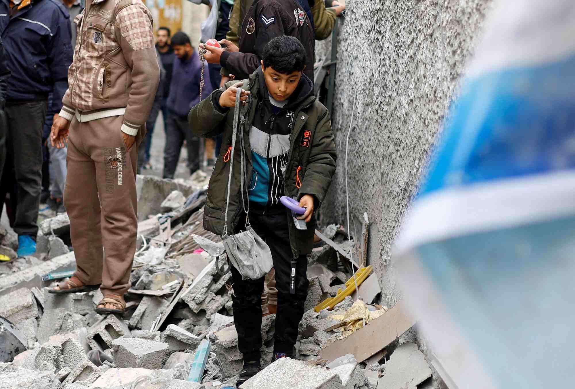 Le site d'une frappe israelienne, a rafah, dans le sud de la bande de gaza