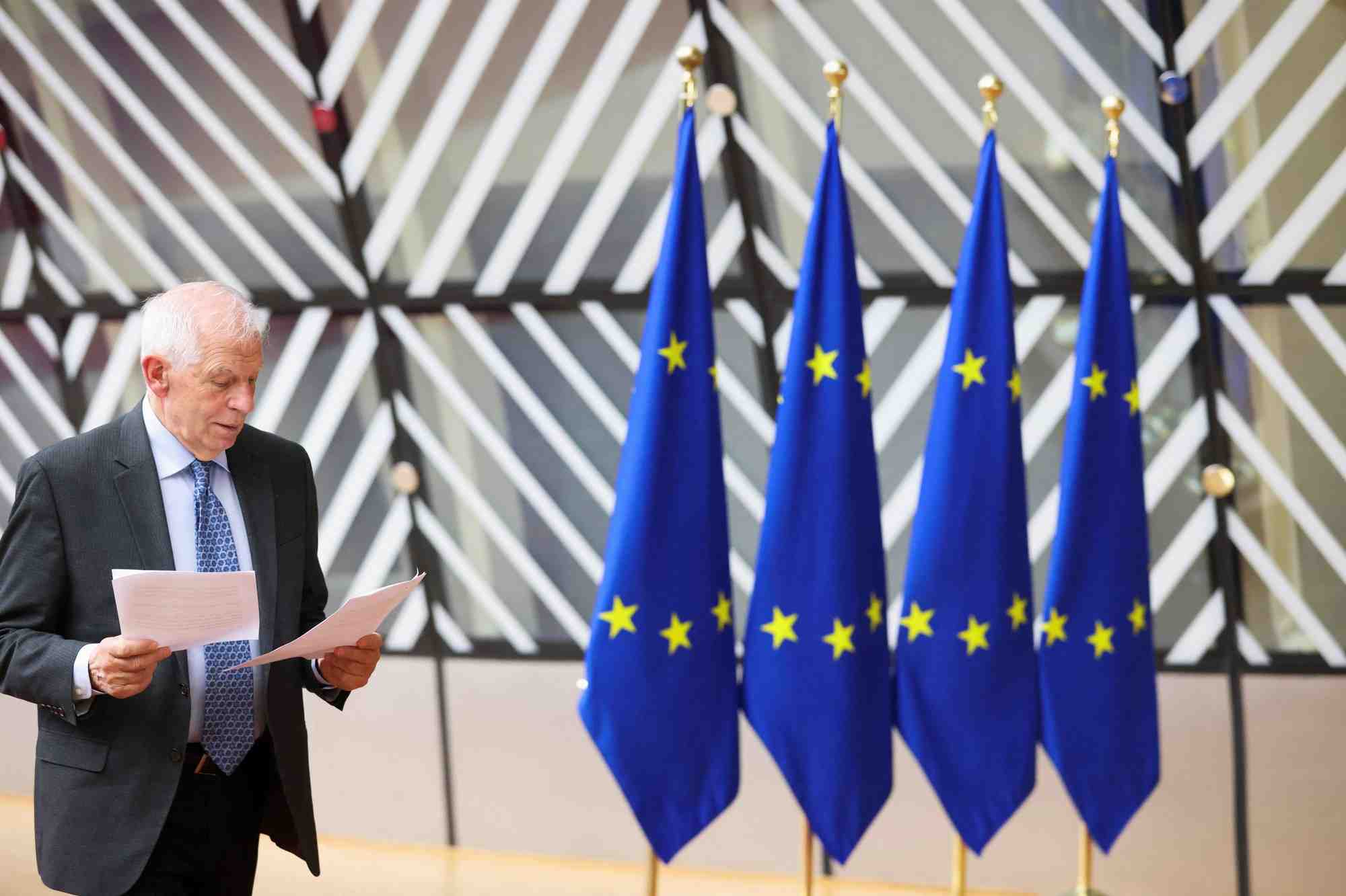 Le chef de la diplomatie europeenne, josep borrell, lors d'une reunion des ministres des affaires etrangeres du bloc a bruxelles