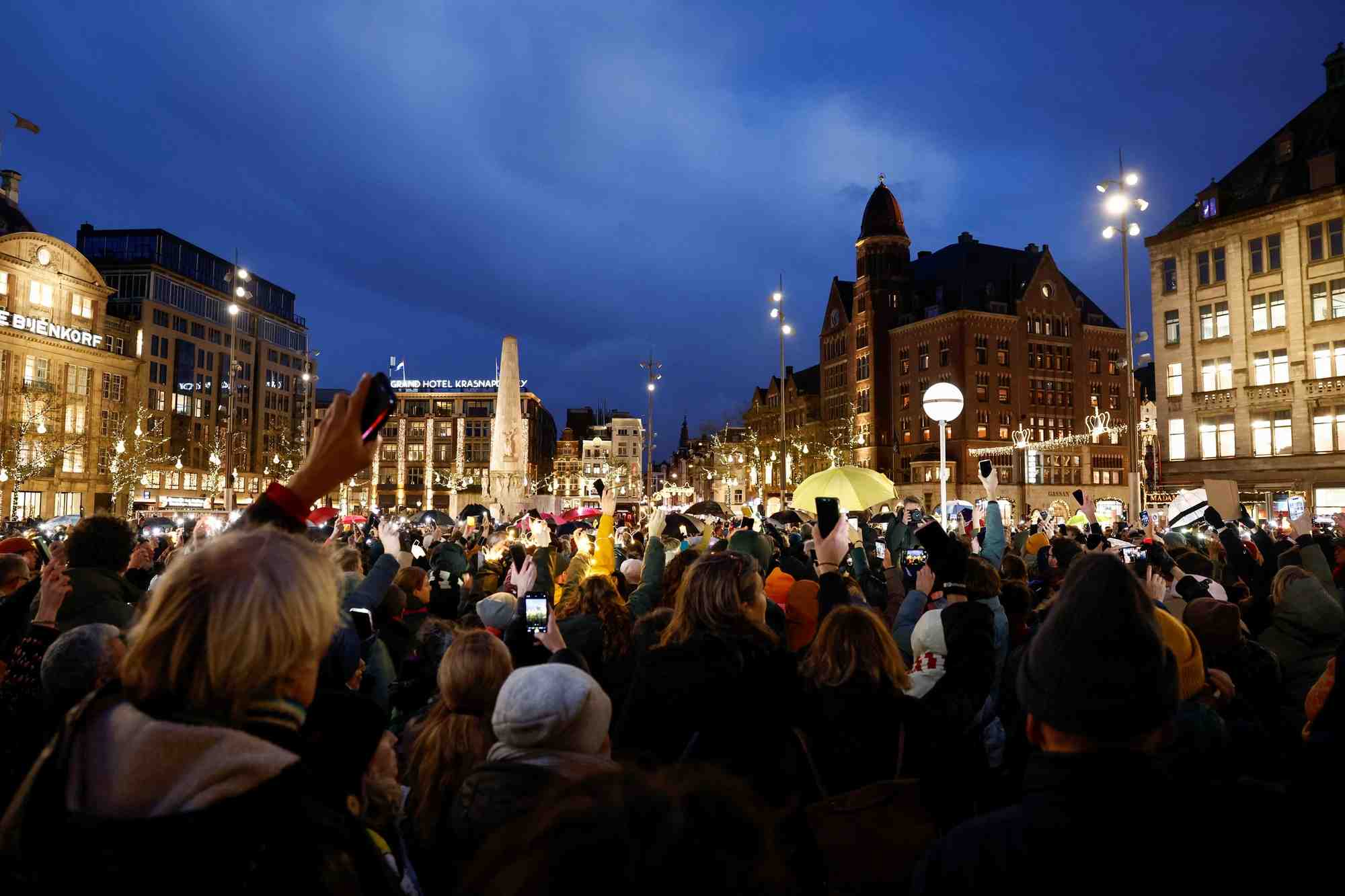 Environmental, immigration groups gather to protest in amsterdam following far-right gains in election