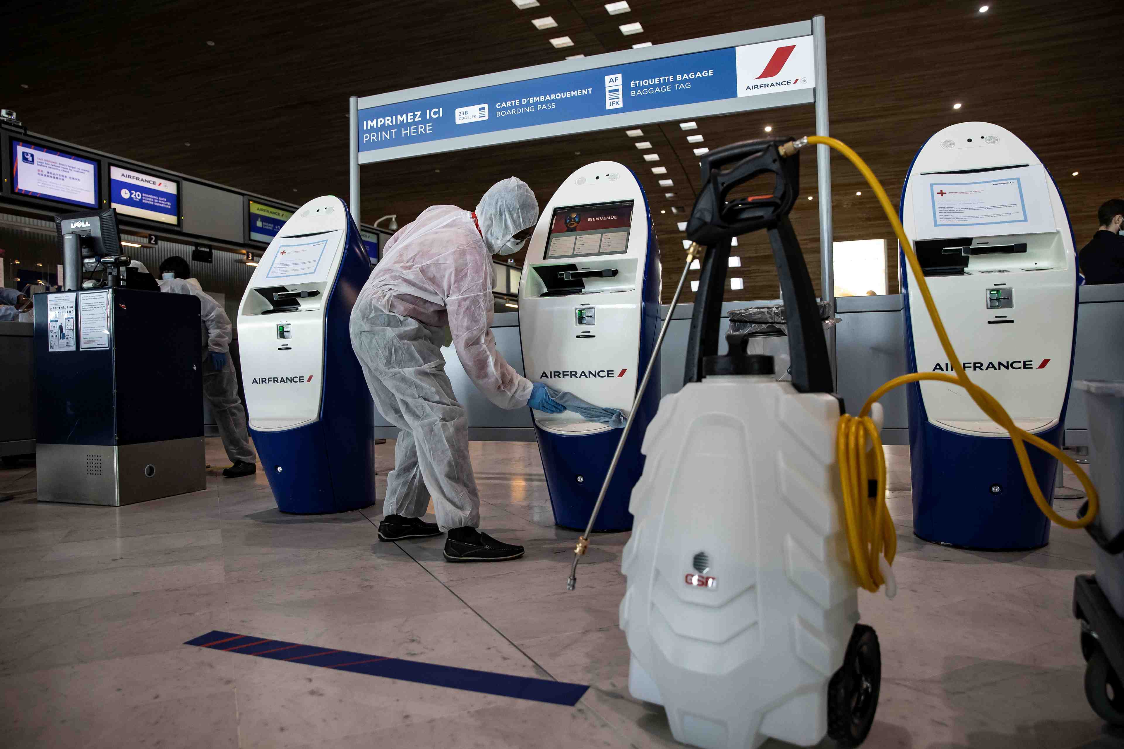 Outbreak of the coronavirus disease (covid-19), in roissy near paris