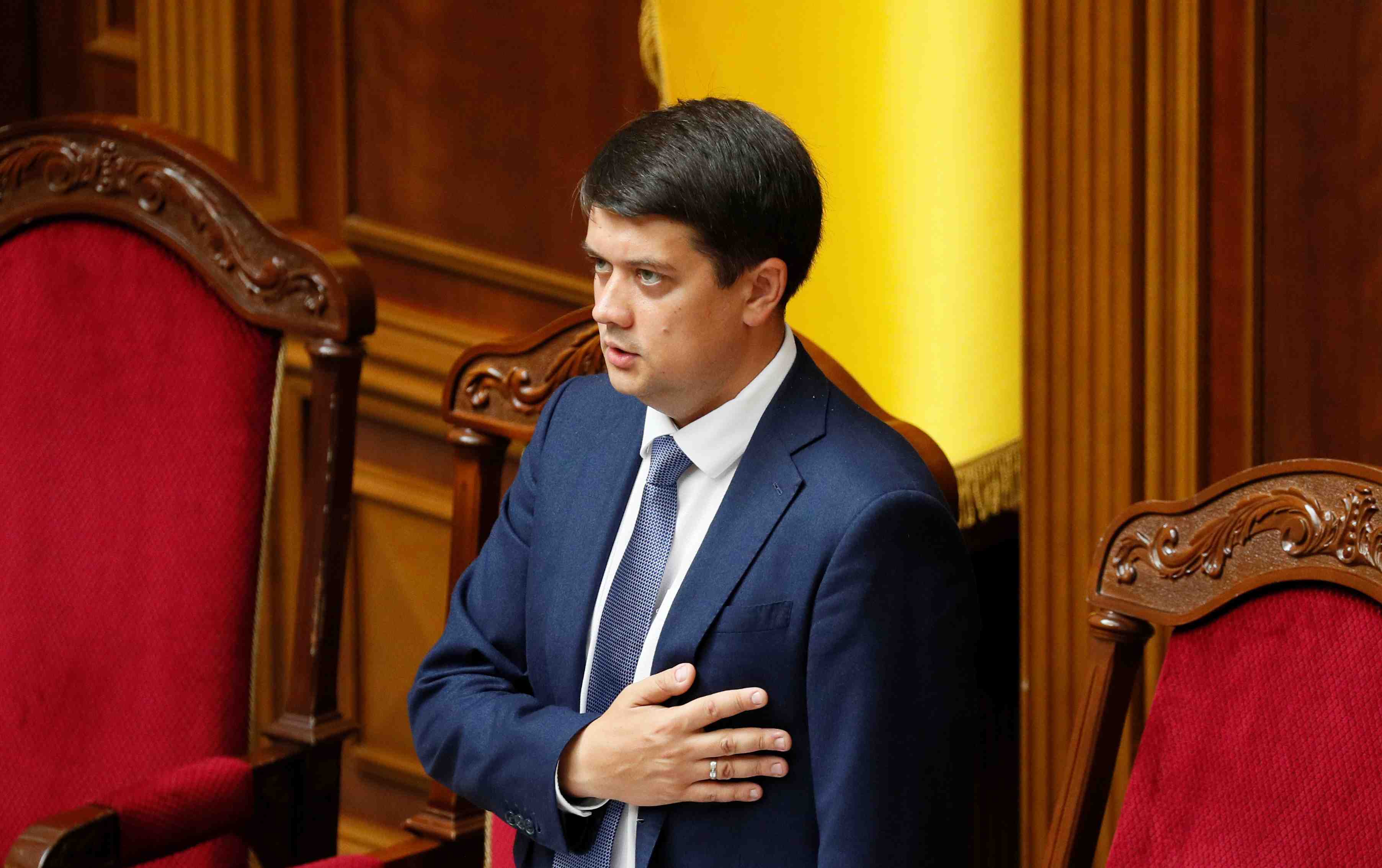Dmytro razumkov attends the first session of newly-elected parliament in kiev