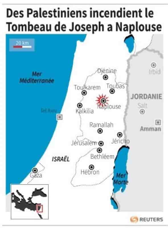 Des palestiniens incendient le tombeau de joseph a naplouse