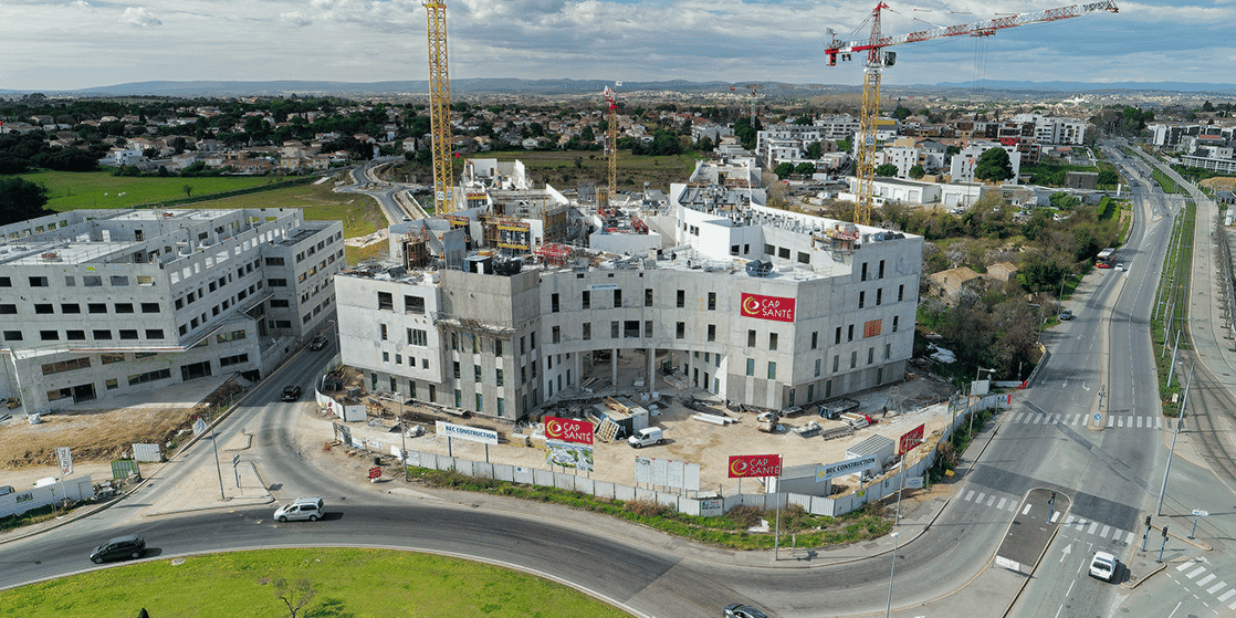 La nouvelle clinique Saint-Jean 2 du groupe Cap Santé (85 M€), en construction à l'ouest de Montpellier