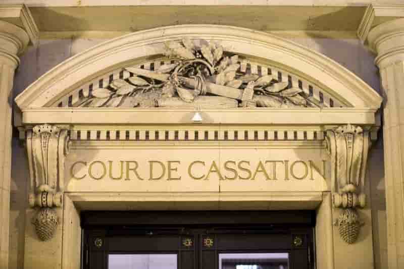 The facade of france's highest court (cour de cassation) is seen in paris