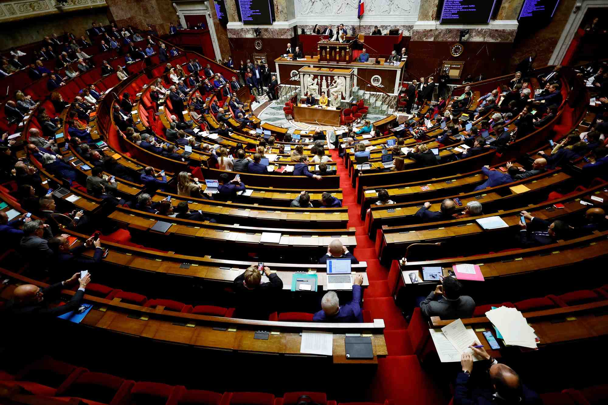 Une vue generale de l'hemicycle, a l'assemblee nationale a paris