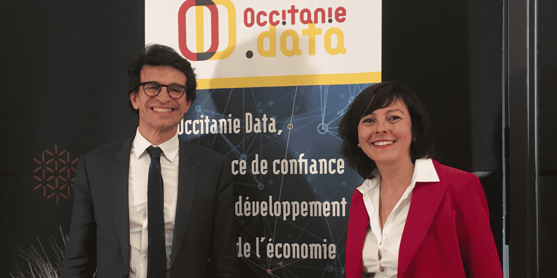 Bertrand Monthubert, président du CA d'Occitanie Data, et Carole Delga, présidente de Région