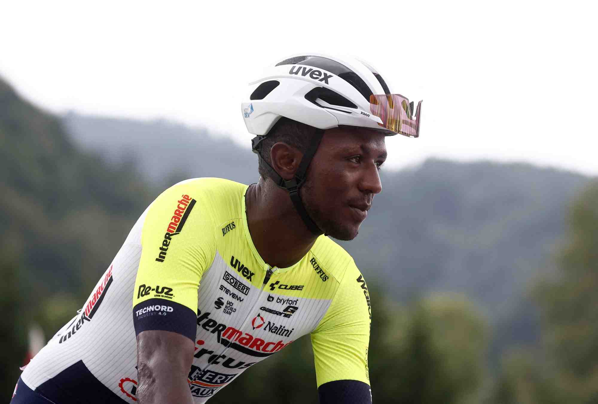 Biniam girmay, cycliste de l'equipe intermarche-wanty, avant la 3e etape du tour de france