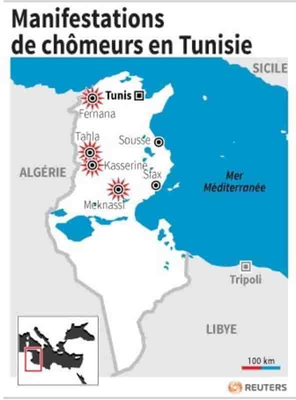 Manifestations de chomeurs en tunisie