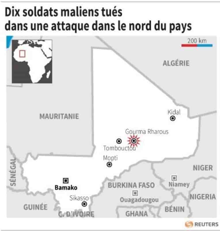 Dix soldats maliens tues dans une attaque dans le nord du pays