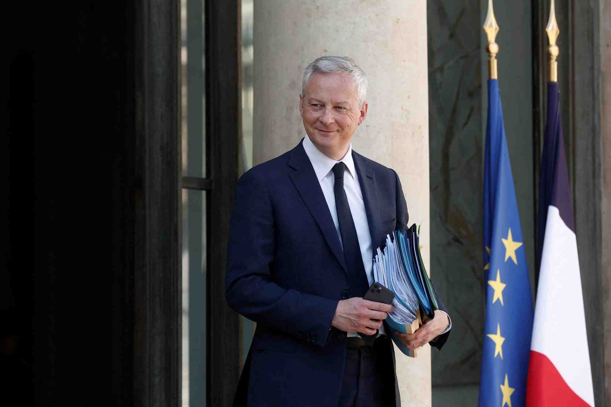 Le ministre francais de l'economie et des finances, bruno le maire, a l'elysee