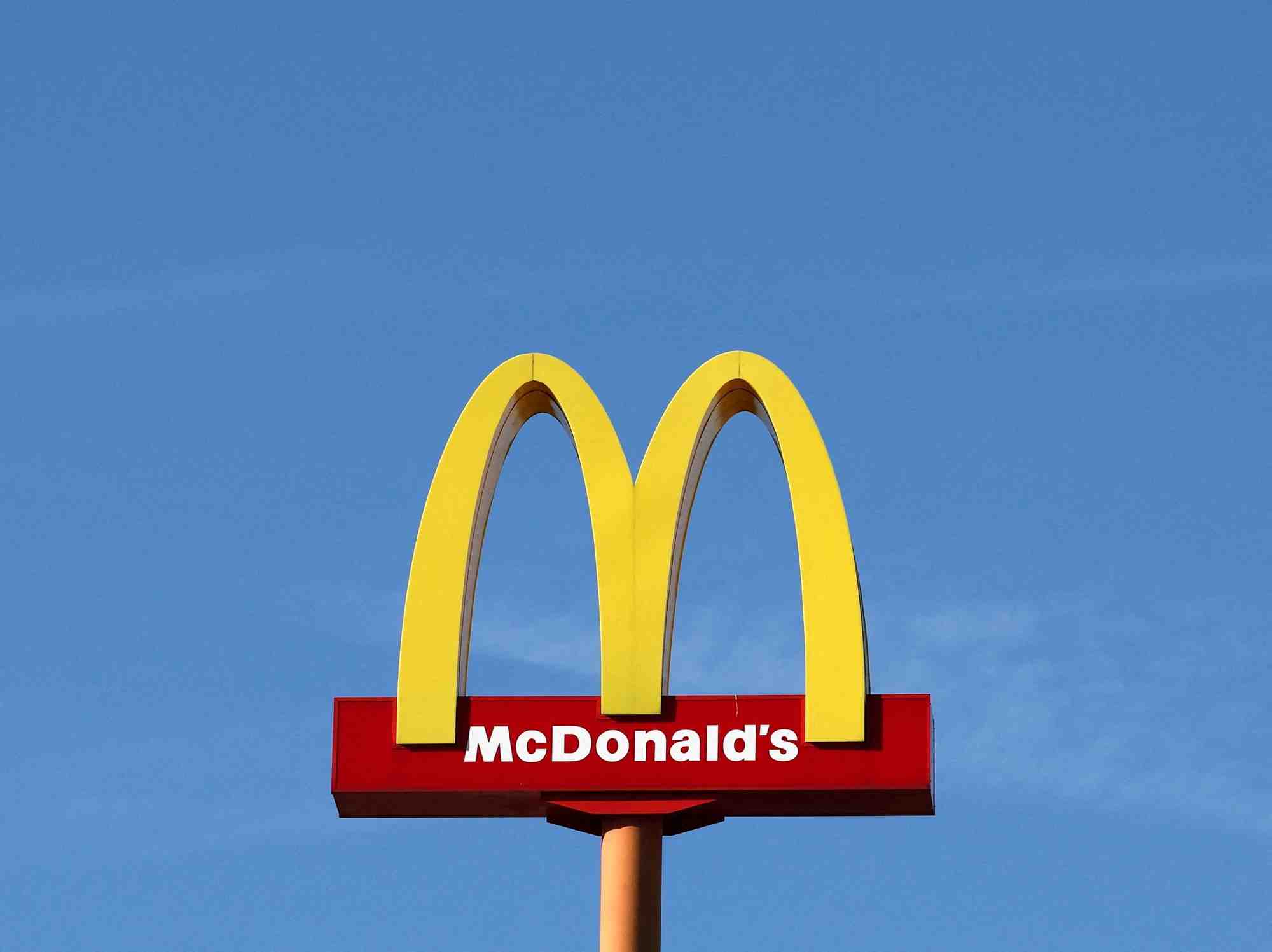 File photo: a sign for the u.s. fast food restaurant chain mcdonald's is seen outside one of their restaurants in sint-pieters-leeuw