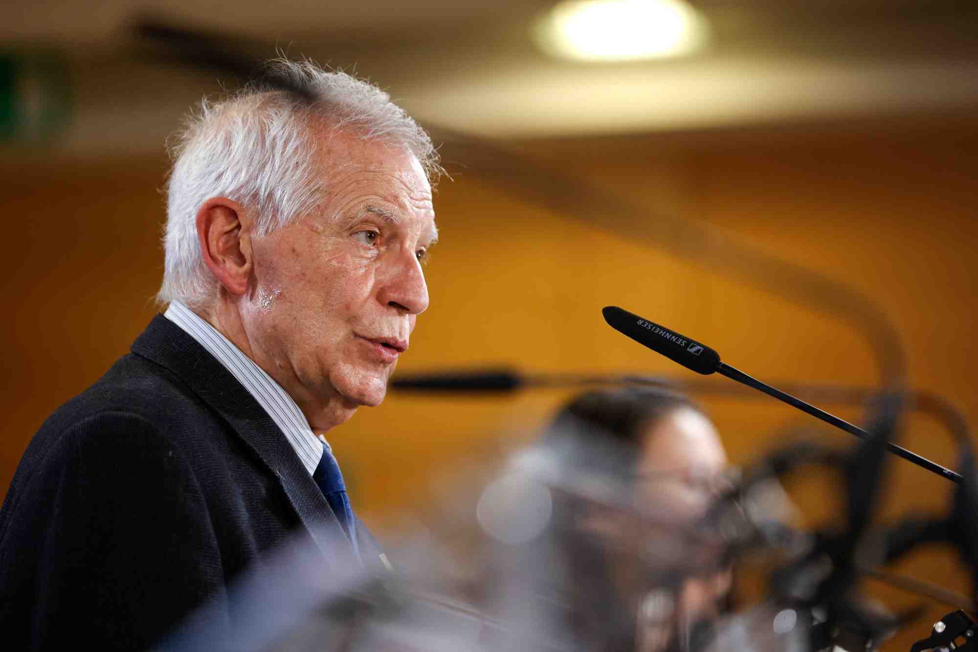 Josep borrell, chef de la politique etrangere de l'union europeenne, lors d'une conference de presse a bruxelles