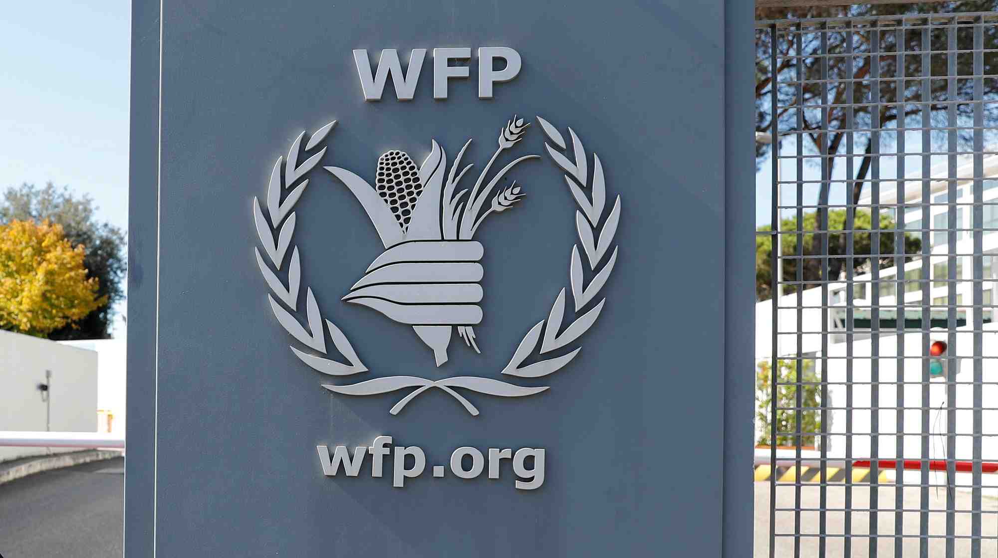 Le logo du pam au siege de l'organisation, a rome