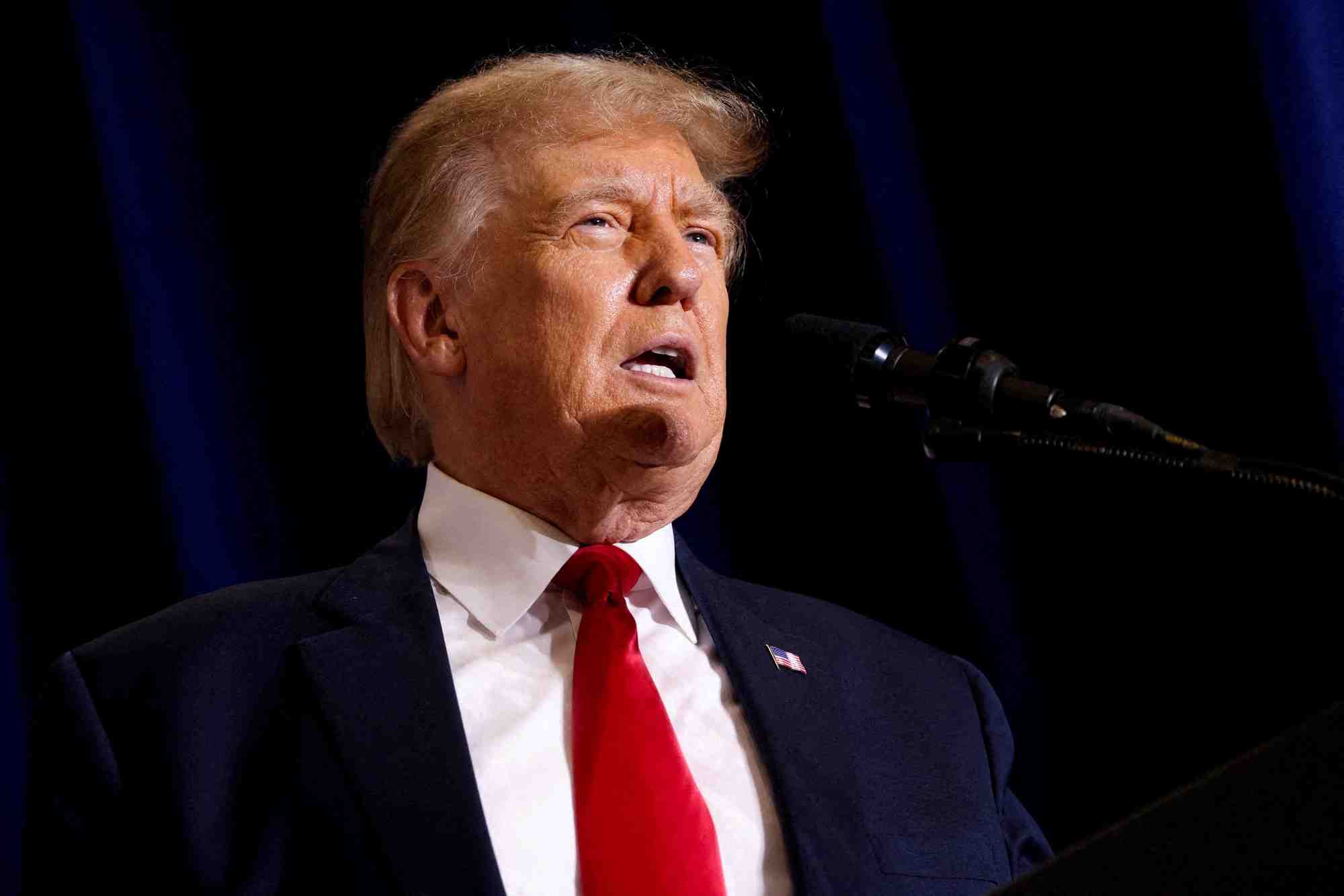 Photo d'archives: l'ancien president americain et candidat republicain a la presidentielle donald trump s'exprime lors d'un rassemblement de campagne presidentielle de 2024 a dubuque
