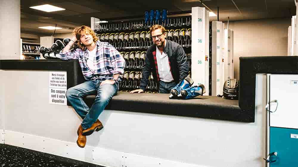 Alex Lutz et Nicolas Mathieu à la patinoire d'Epinal, le 26 août 2025.