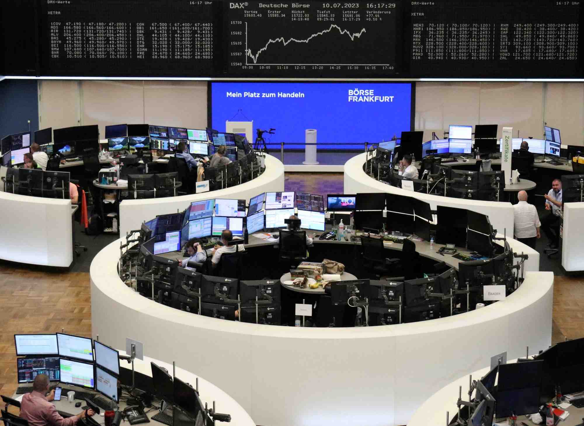 Le graphique de l'indice boursier allemand dax a la bourse de francfort