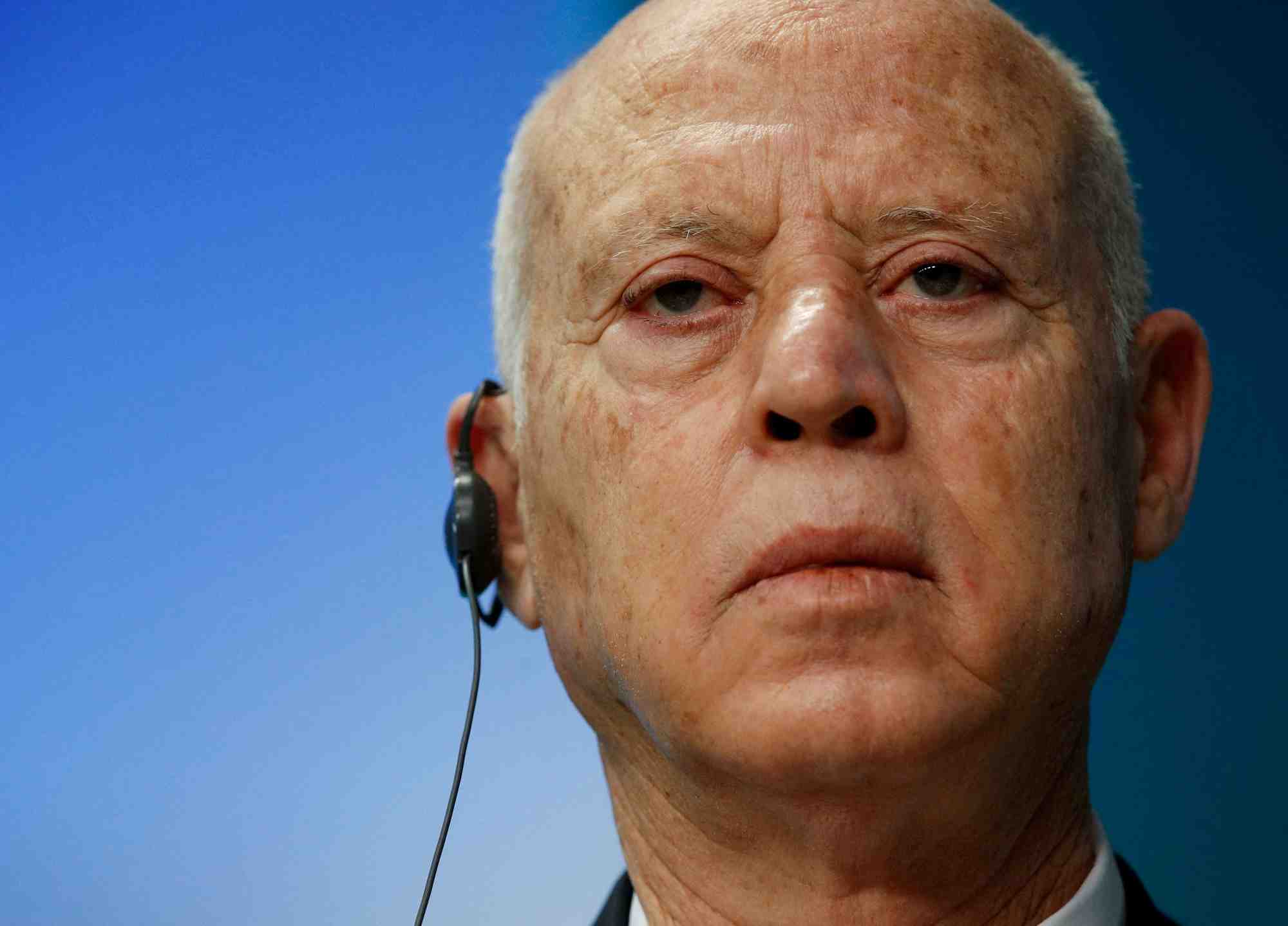 Le president tunisien kais saied s'exprime lors da bruxelles, en belgique