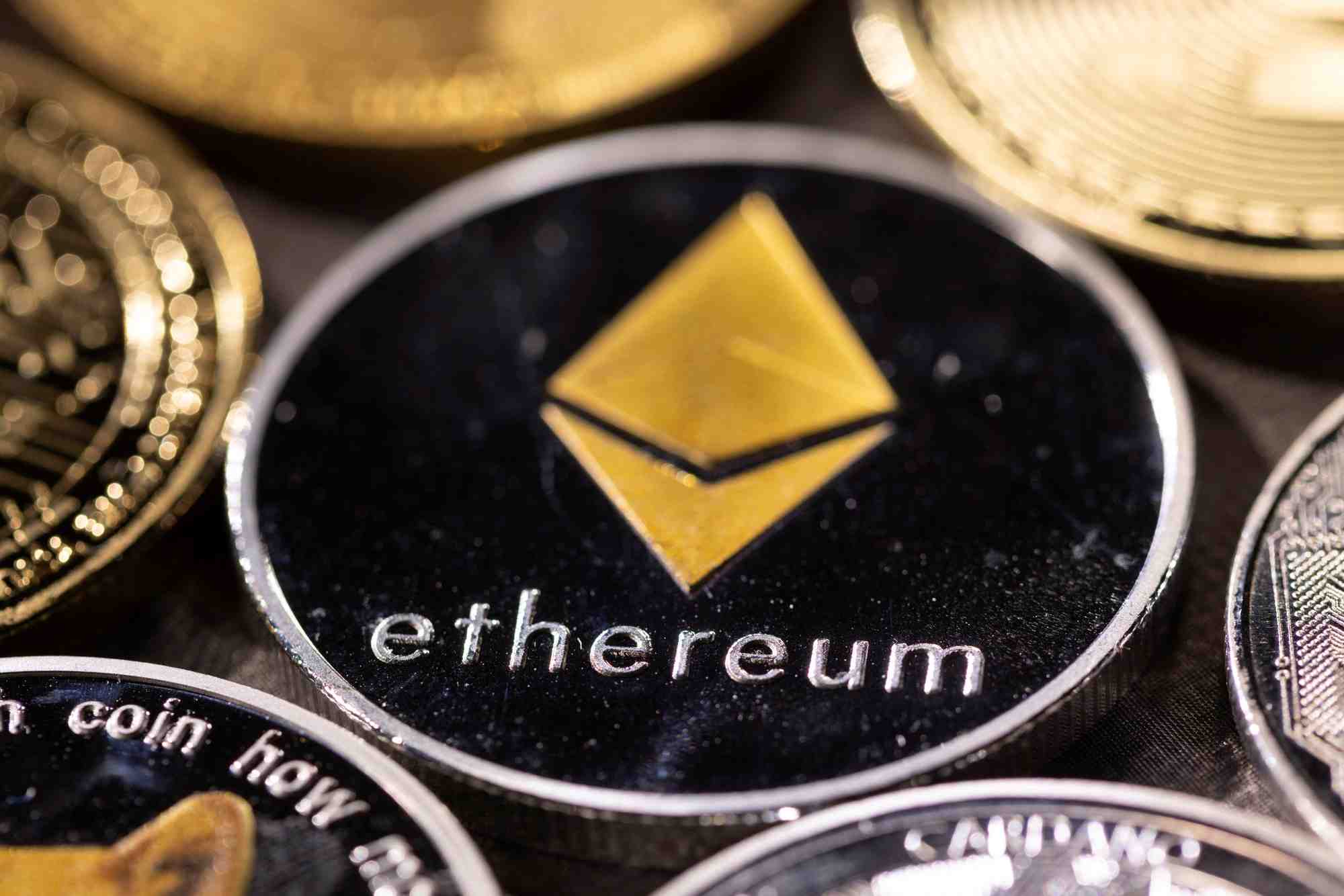Photo d'illustration de la blockchain open source ethereum et sa monnaie native, l'ether