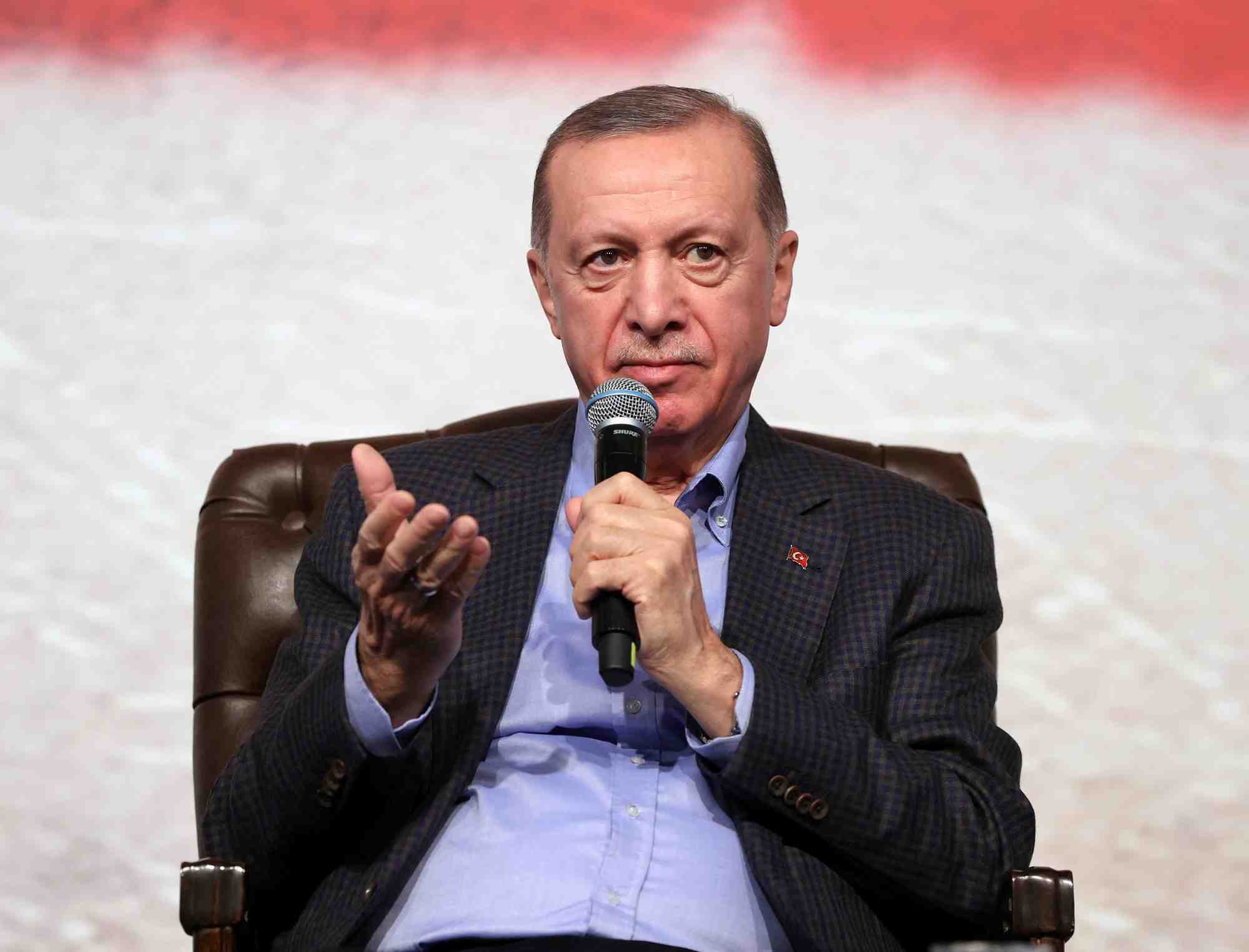 Le president turc erdogan parle lors d'un evenement a bilecik