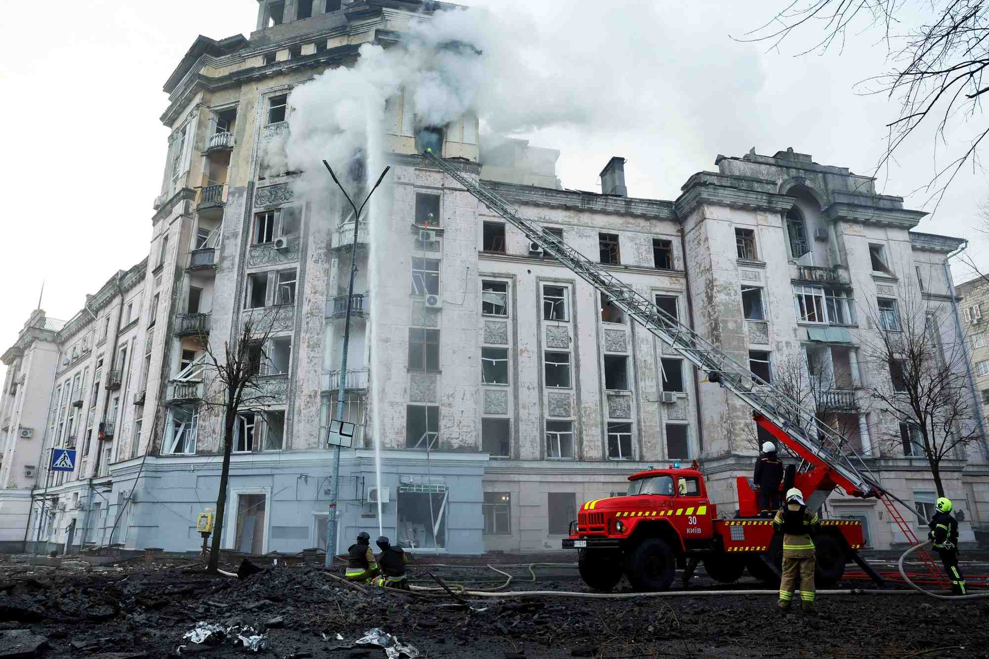 Consequences d'une attaque de missile russe a kyiv