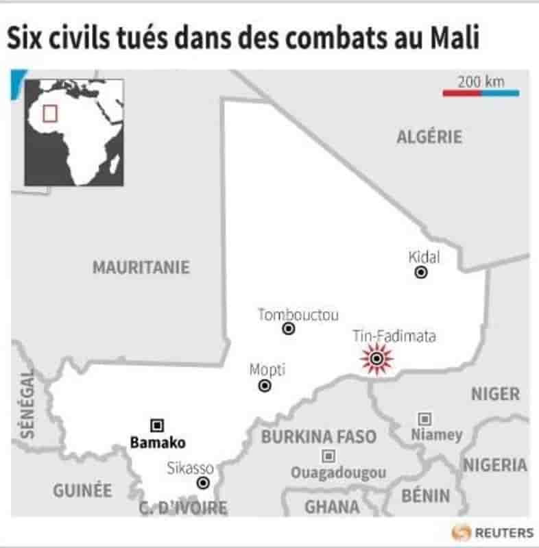 Six civils tues dans des combats au mali