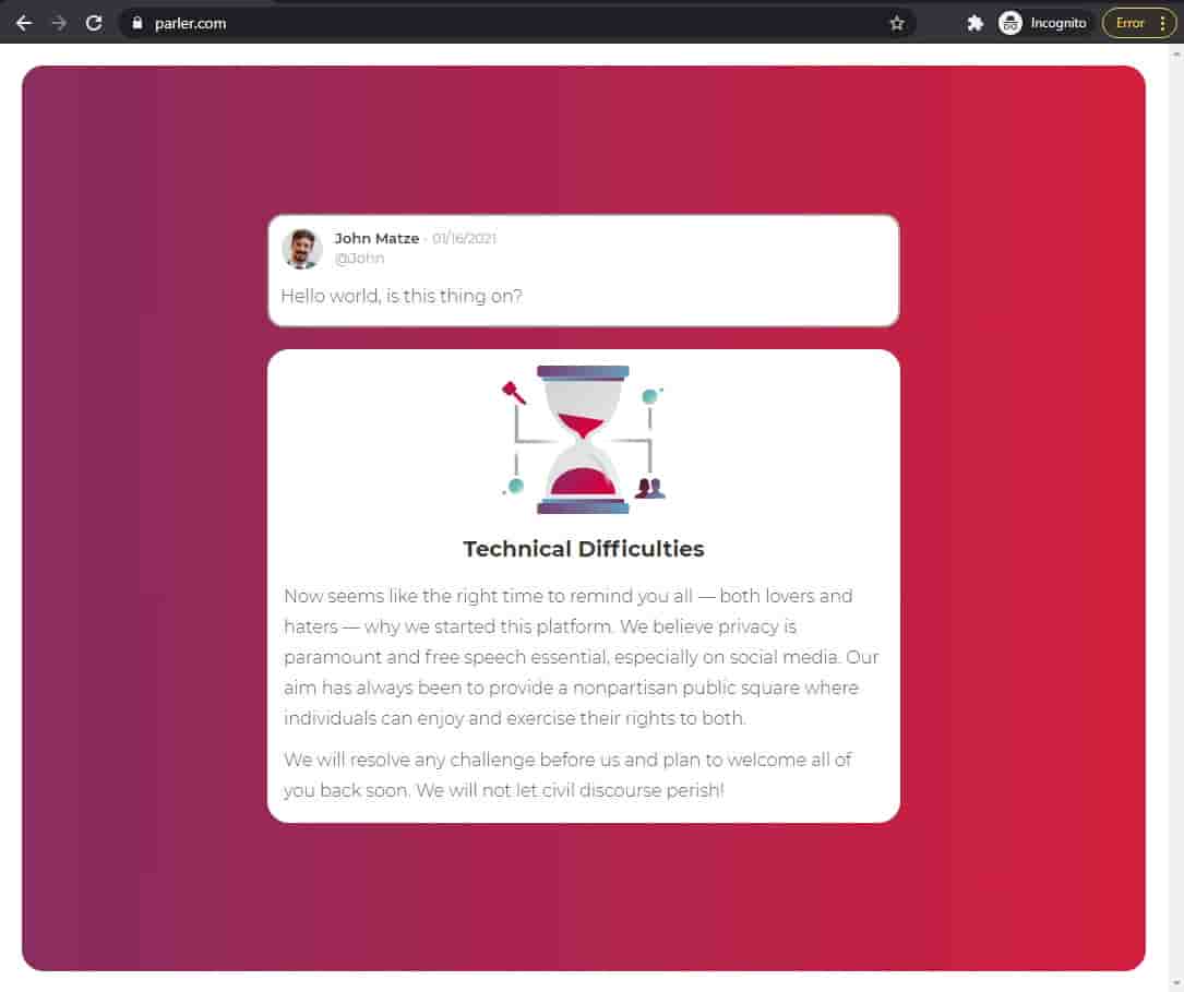 Usa: le reseau social parler dit etre de nouveau en ligne