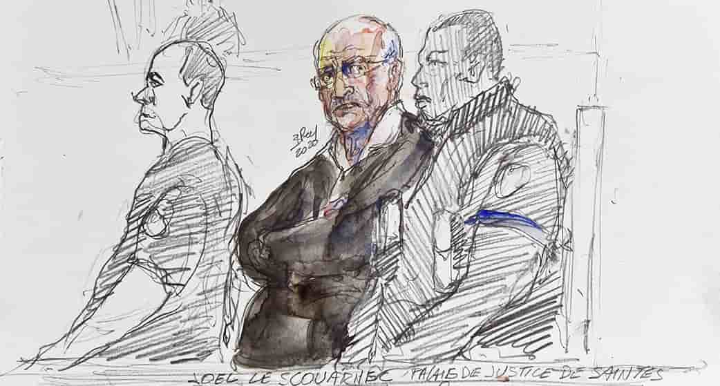 Joël Le Scouarnec à son procès pour viol et abus sexuels sur quatre enfants, au palais de justice de Saintes, le 13 mars 2020.