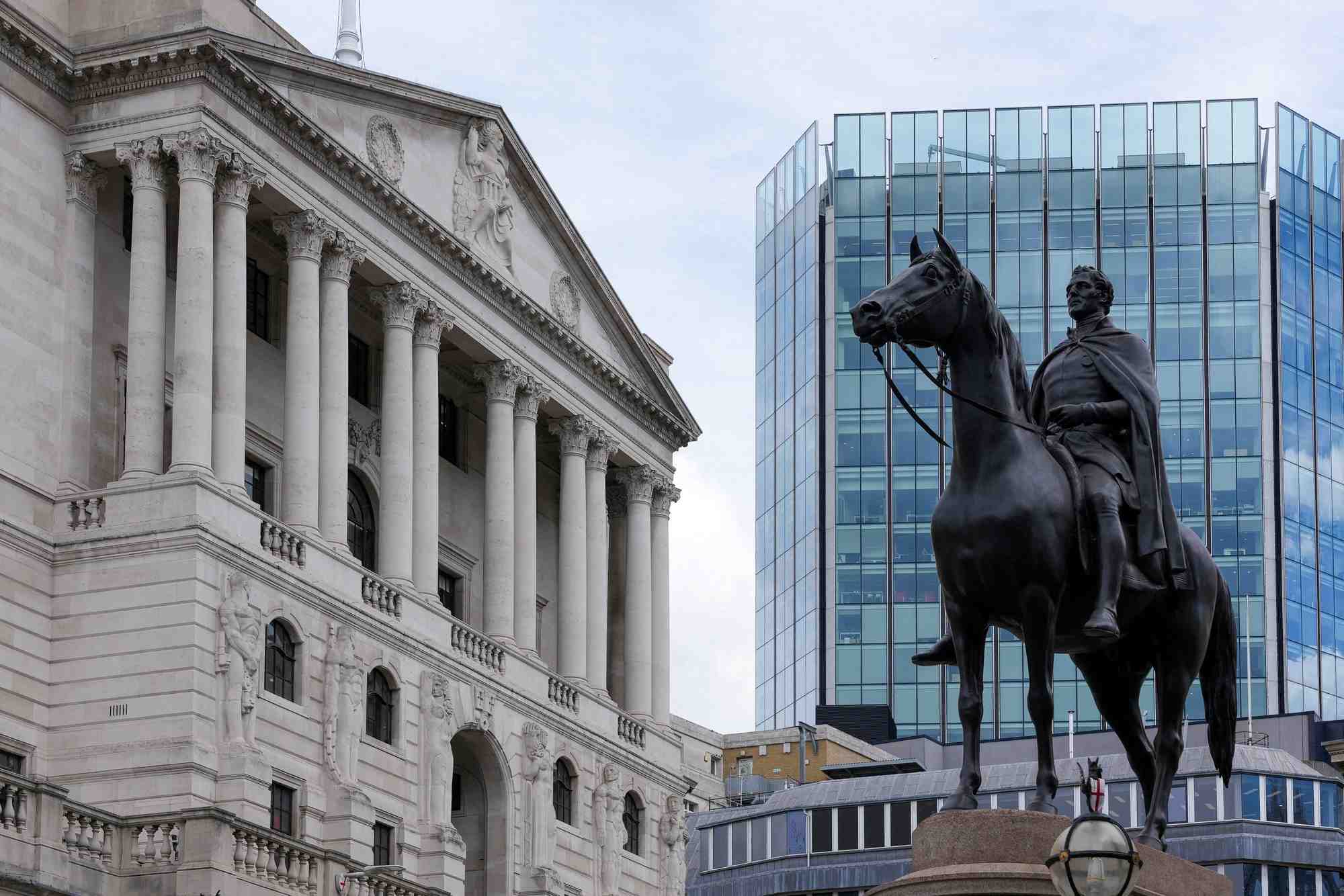 Vue du batiment de la banque d'angleterre a londres