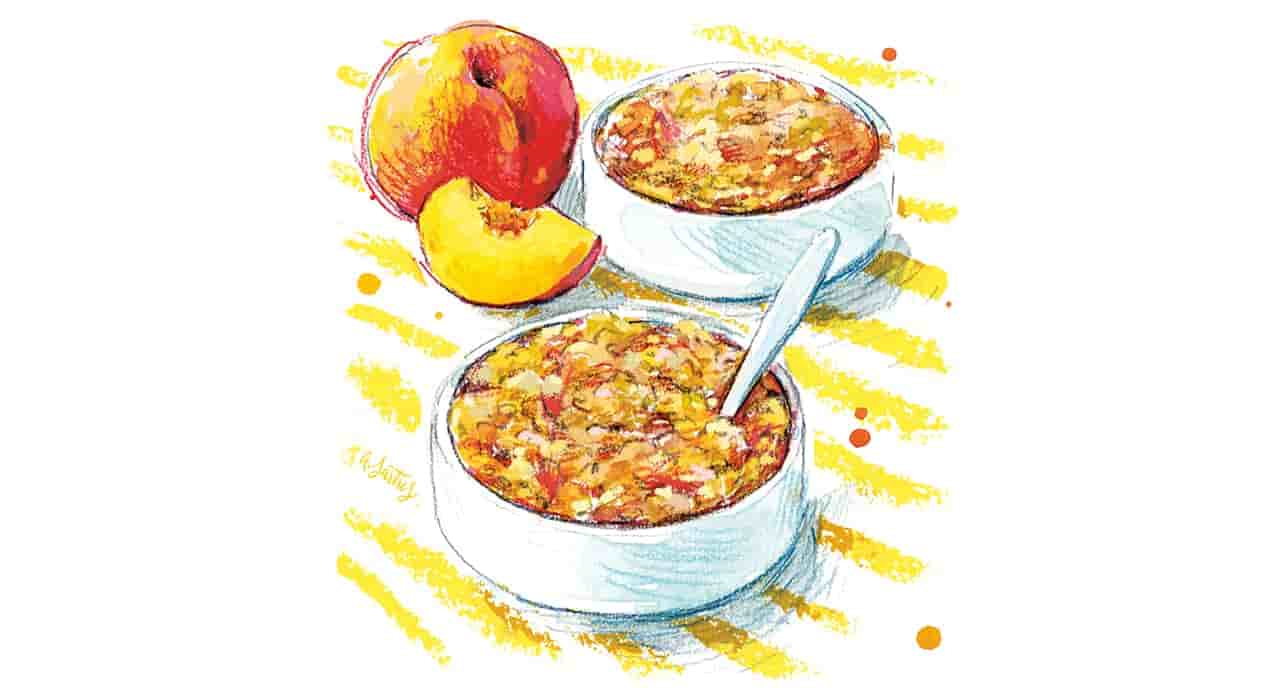 Cette semaine, laissez-vous tenter par le crumble aux pêches.