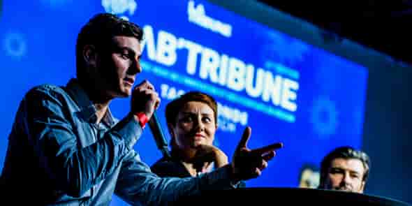 Trois des débatteurs du Lab'Tribune : S. Roques (Evo Pods), V. Monnier-Mangue (EDF) et M. Pellegrini (Suez Eau France)