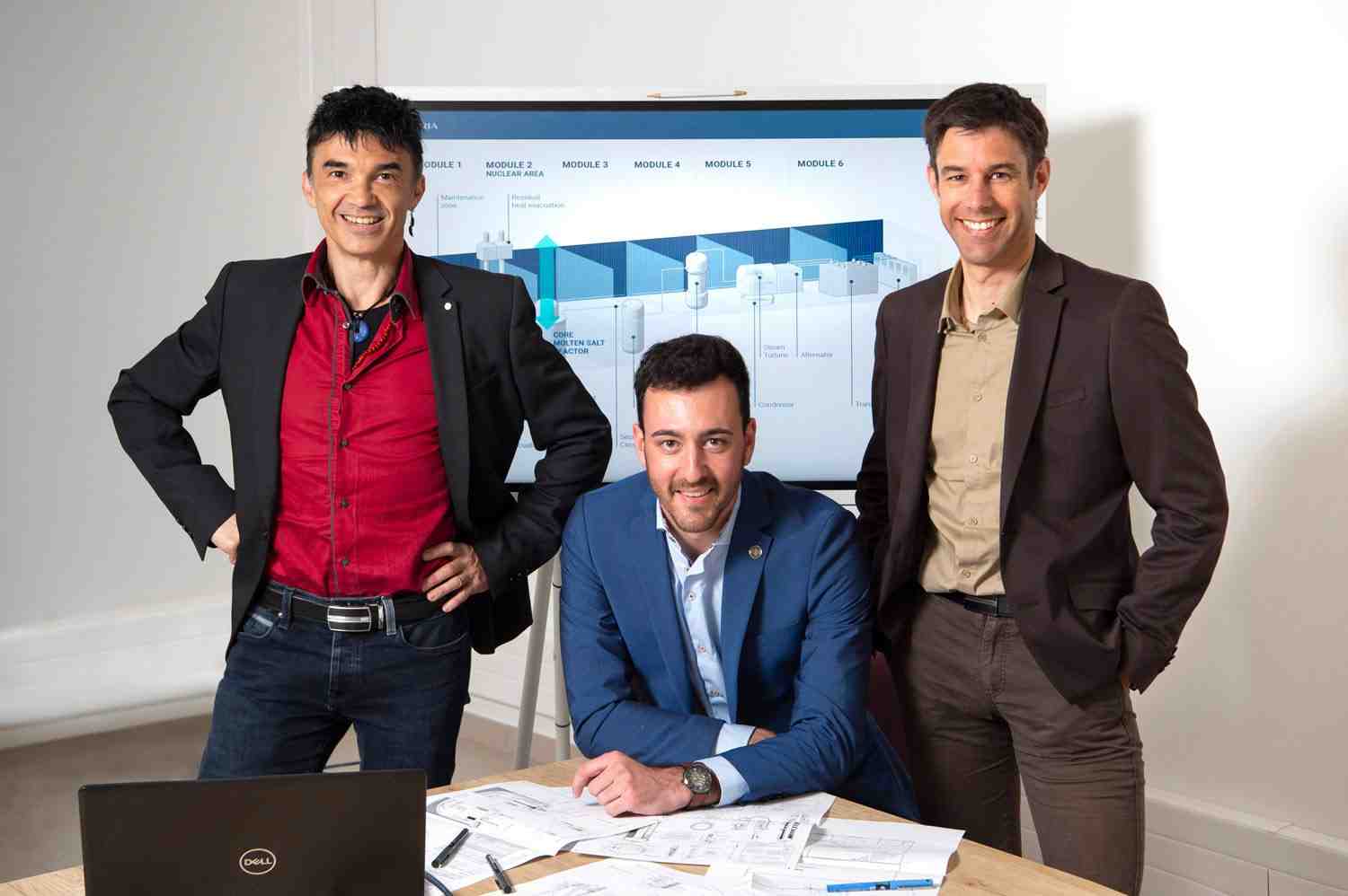 La start-up espère installer son prototype, puis son premier réacteur dans un site du CEA, dont elle est issue. Ici, ses trois cofondateurs, Guillaume Campioni, Lucas Tardieu et Nicolas Breyton.