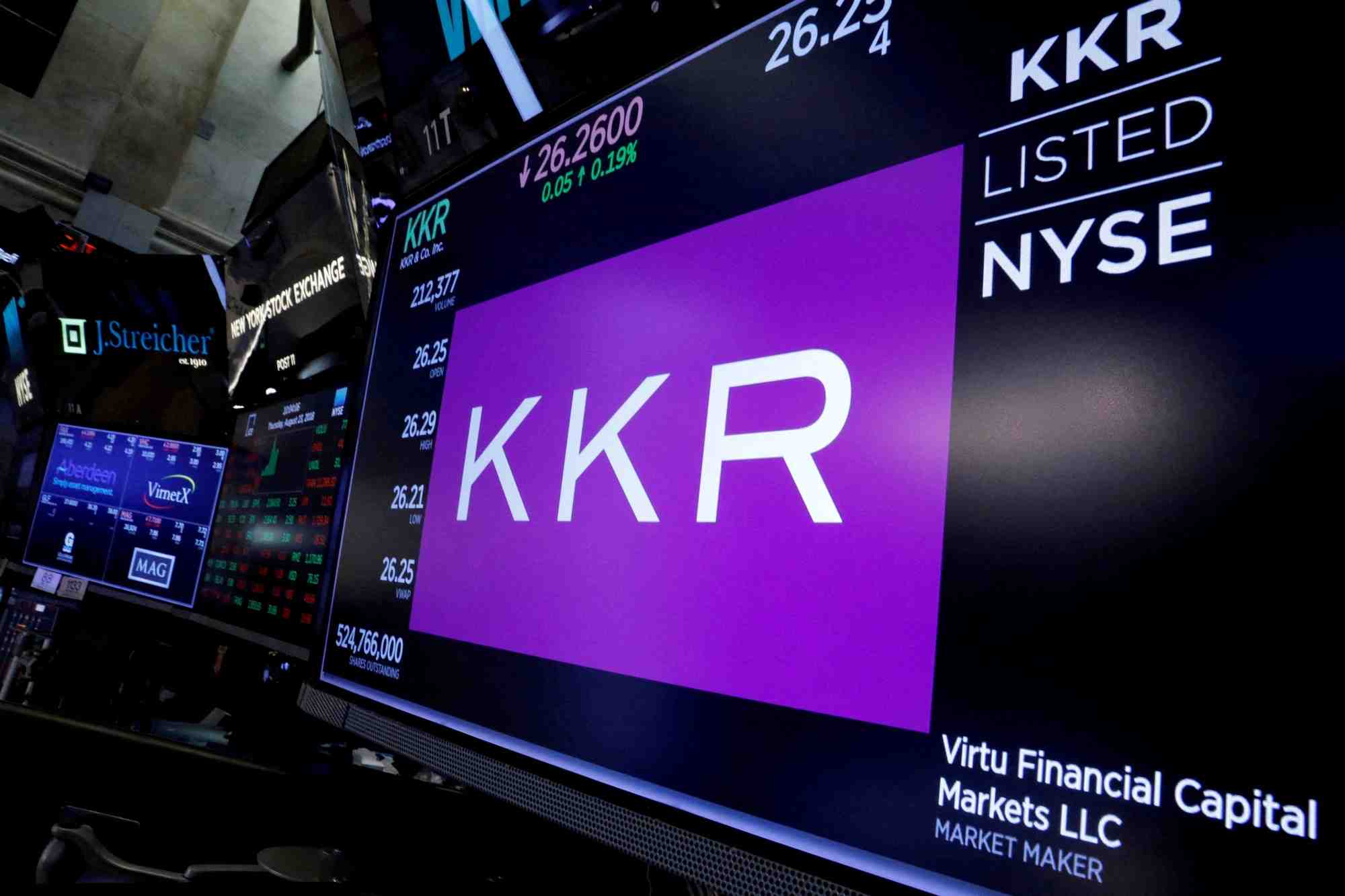 Les informations de l'entreprises kkr affichees au new york stock exchange