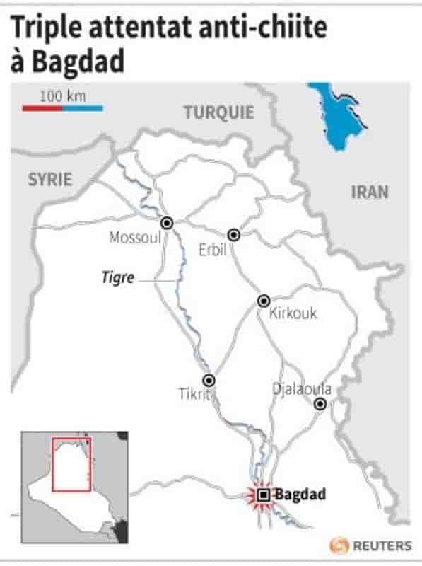 Trois attentats font 24 morts à Bagdad