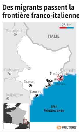 Des migrants passent en force la frontiere a menton