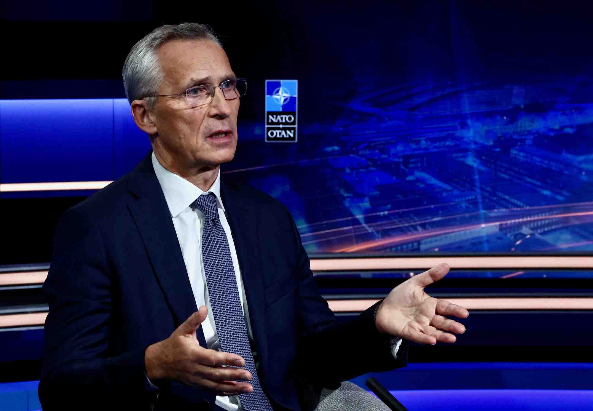 Le secretaire general de l'otan, m. stoltenberg, lors d'un entretien avec reuters a bruxelles