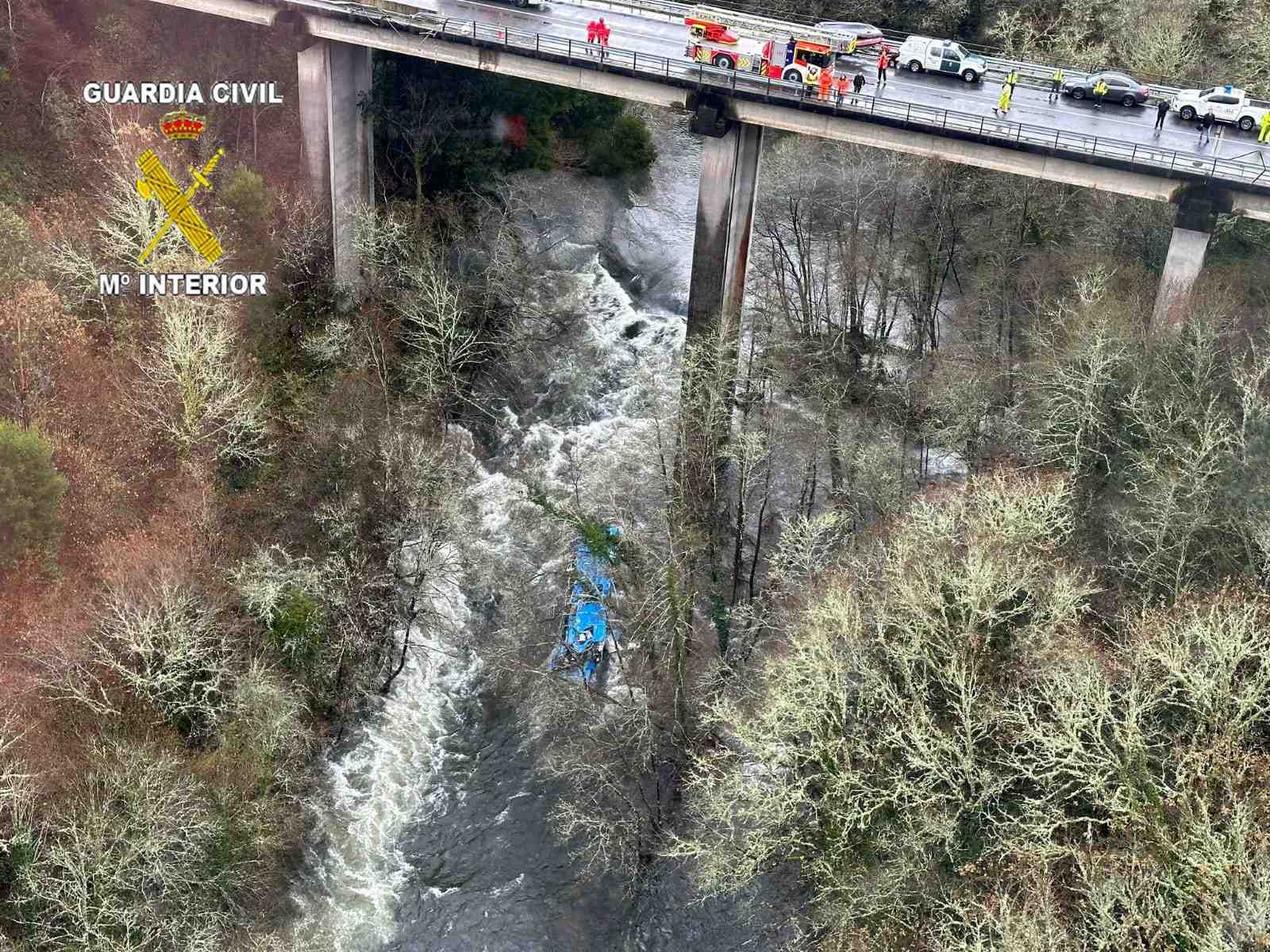Les lieux d'un accident de bus en espagne