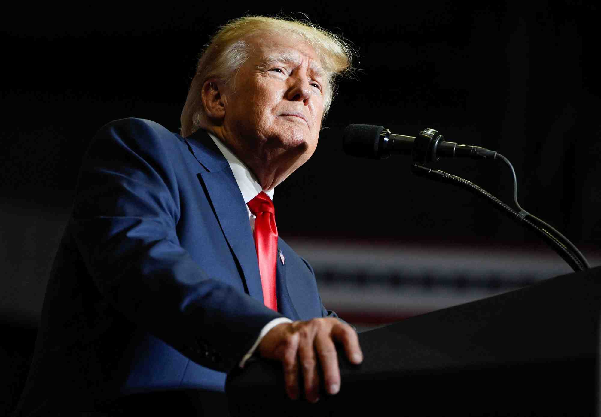 L'ancien president americain donald trump lors d'un rassemblement dans l'ohio, aux etats-unis