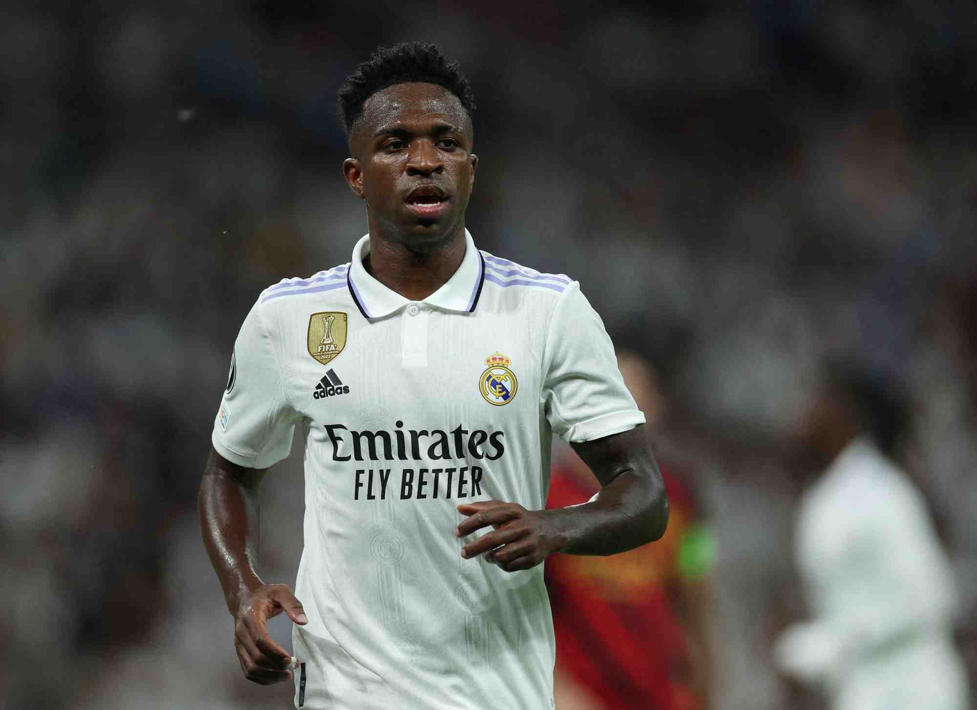 Le joueur de football bresilien vinicius jr au stade santiago bernabeu a madrid