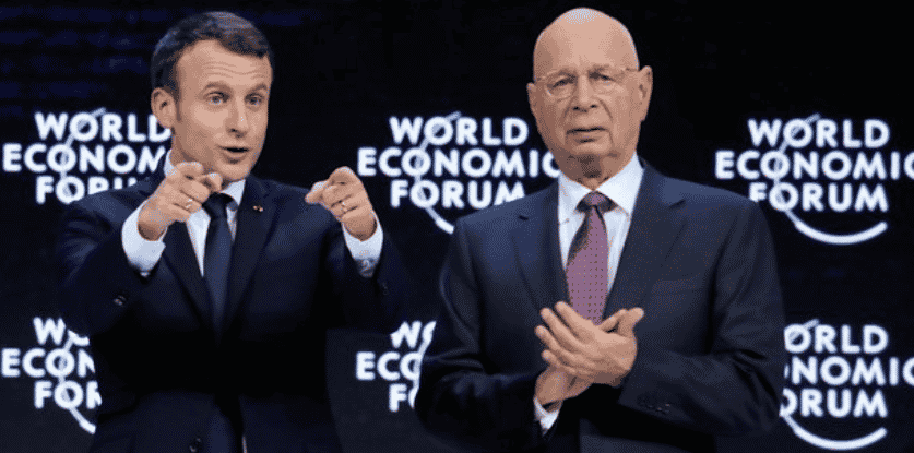 Emmanuel Macron à Davos en janvier 2018 avec le fondateur du WEF, Klaus Schwab