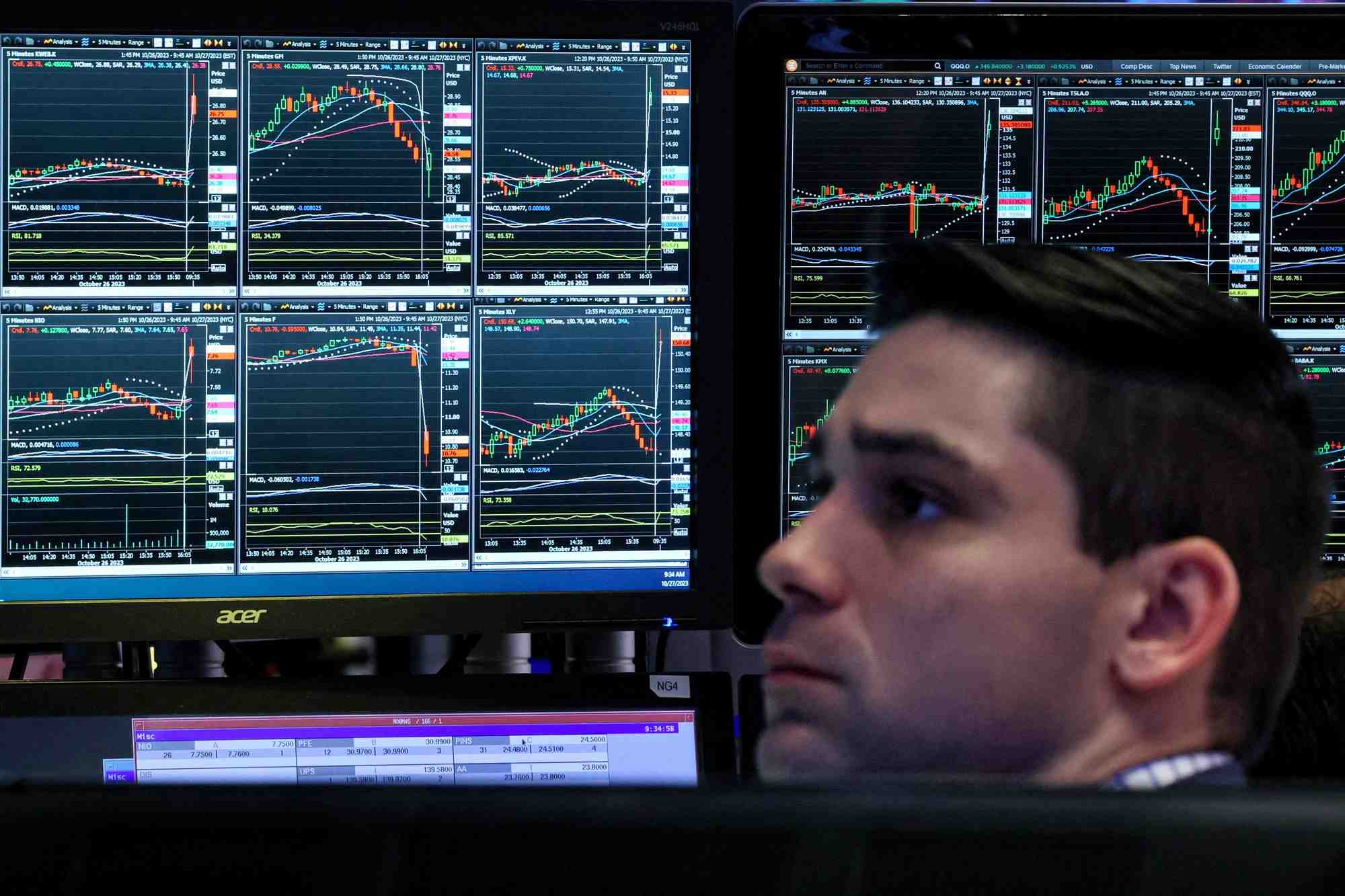 Un trader travaille a la bourse de new york (nyse)