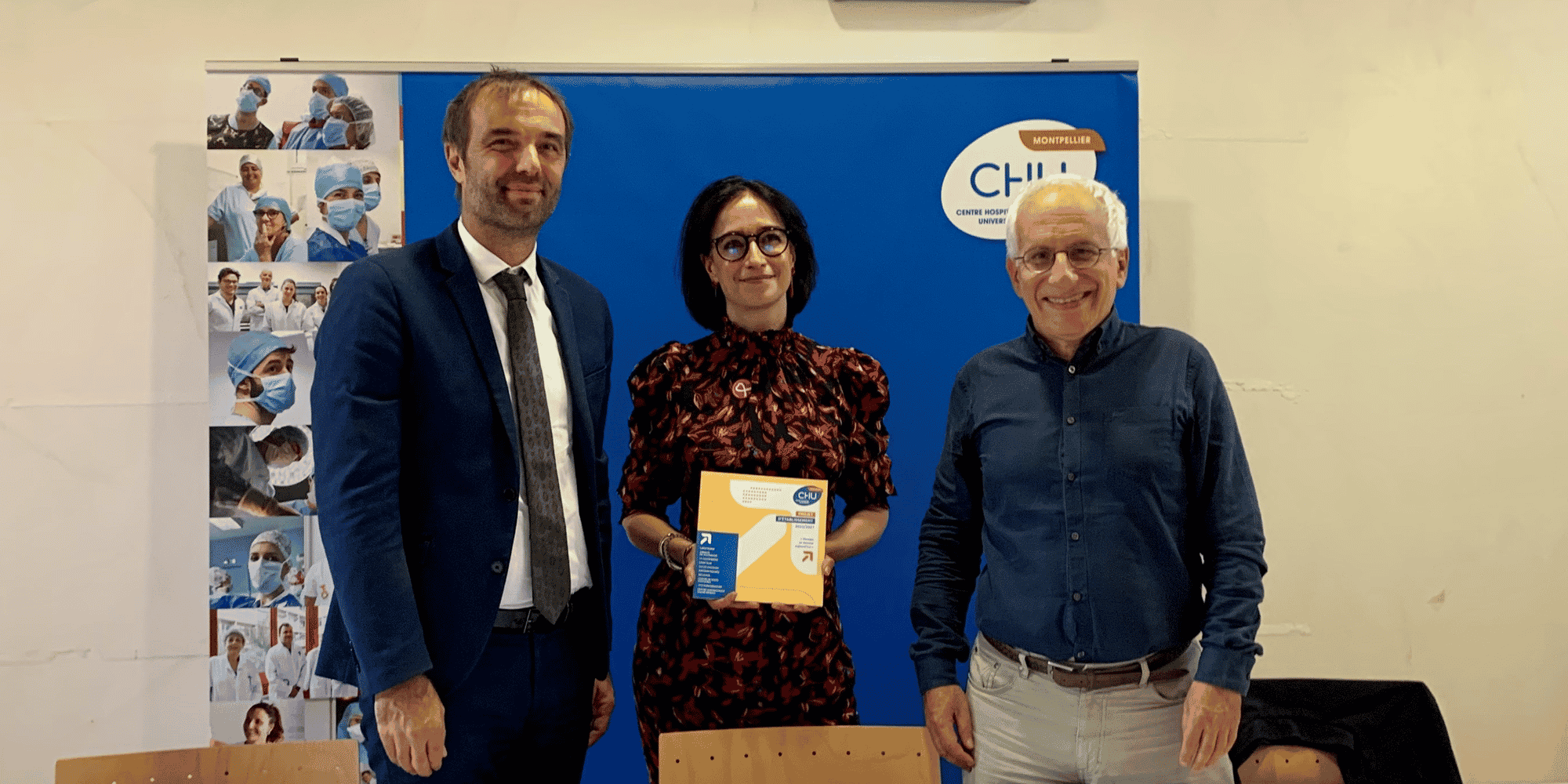 Le 19 octobre, la directrice générale du CHU de Montpellier Anne Ferrer présentait le nouveau projet d'établissement 2023-2027 du CHU, en compagnie de Michael Delafosse, maire de Montpellier et président du conseil de surveillance du CHU, et et du Pr. Patrice Taourel, président de la Commission médicale d'établissement.