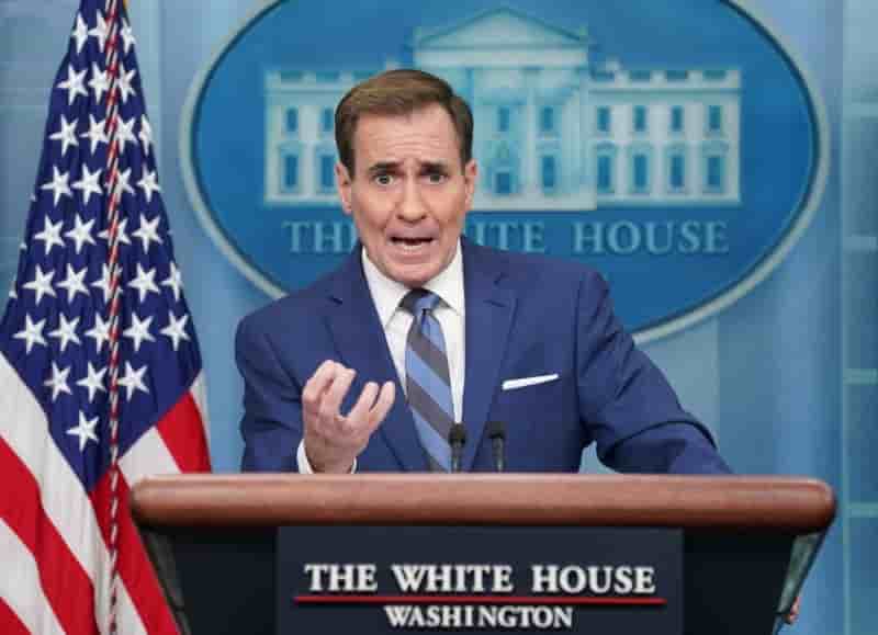 John kirby lors d'un point de presse a la maison blanche a washington