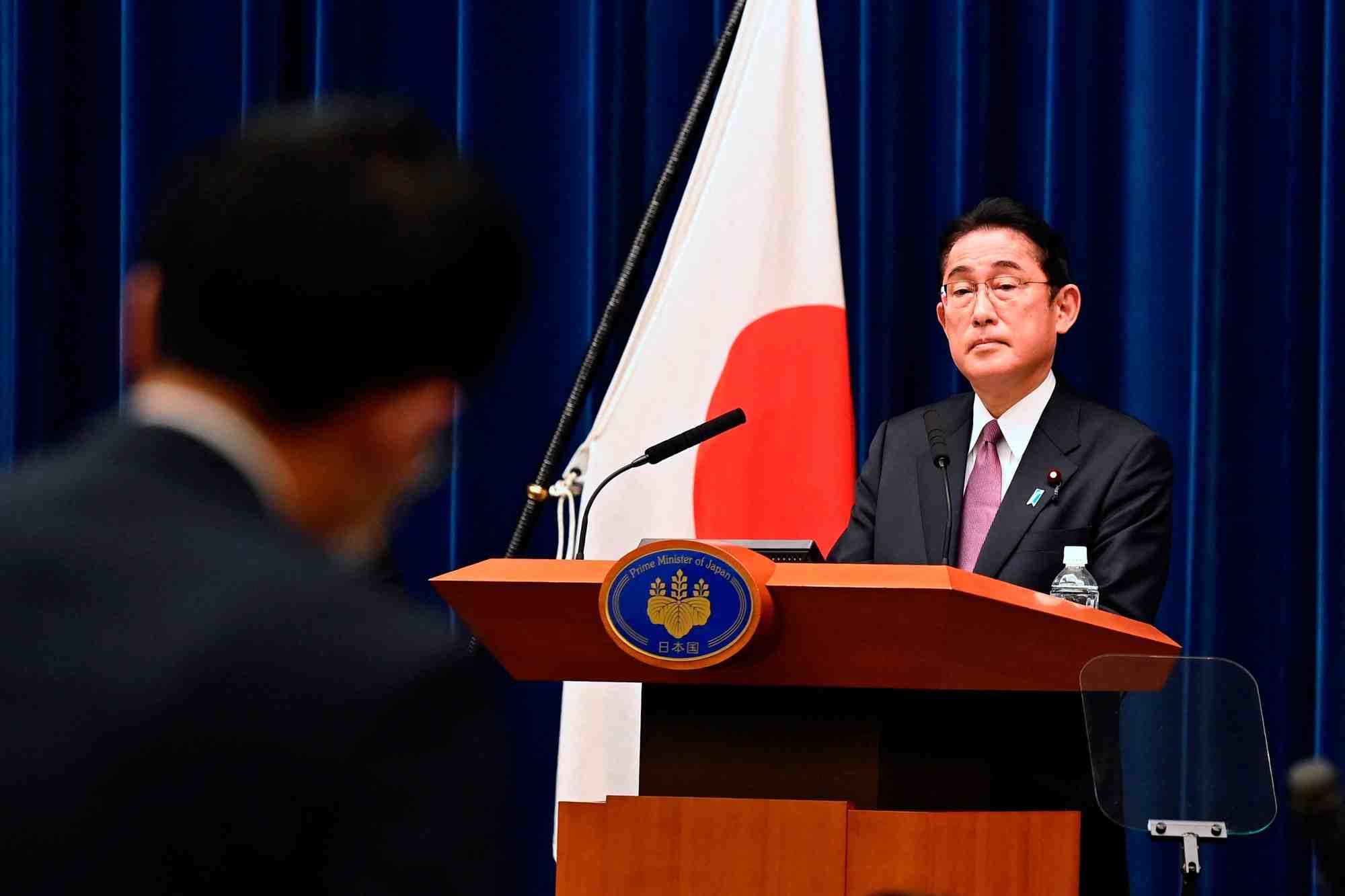 Conference de presse du premier ministre japonais kishida a tokyo