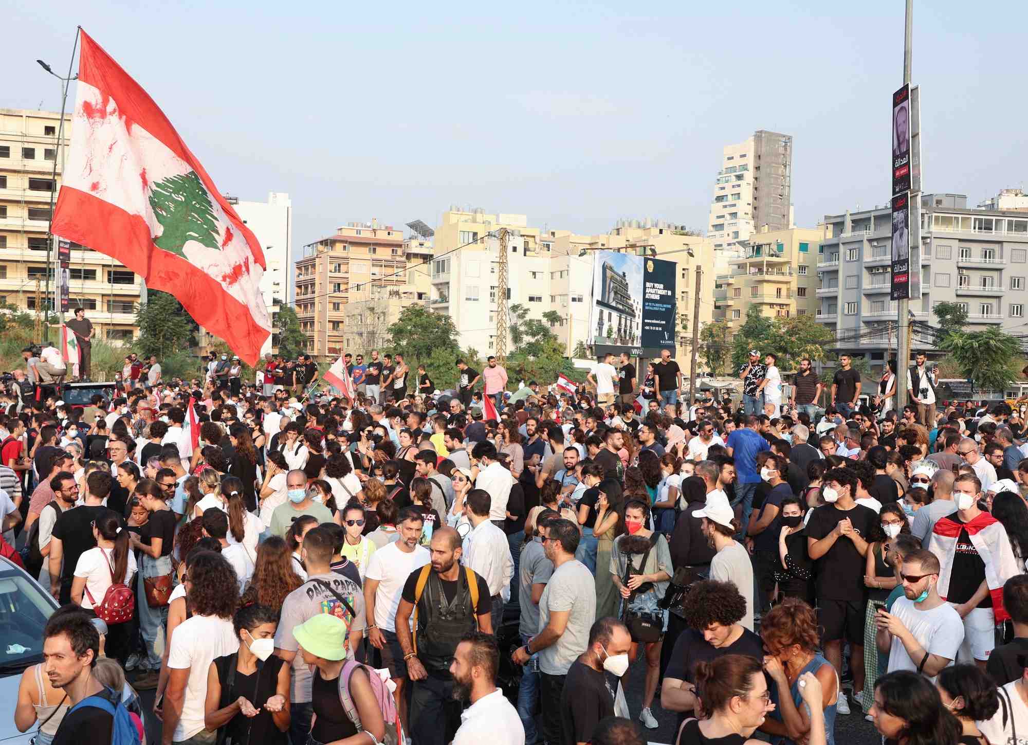 Liban: manifestation a beyrouth au deuxieme anniversaire de l'explosion dans le port
