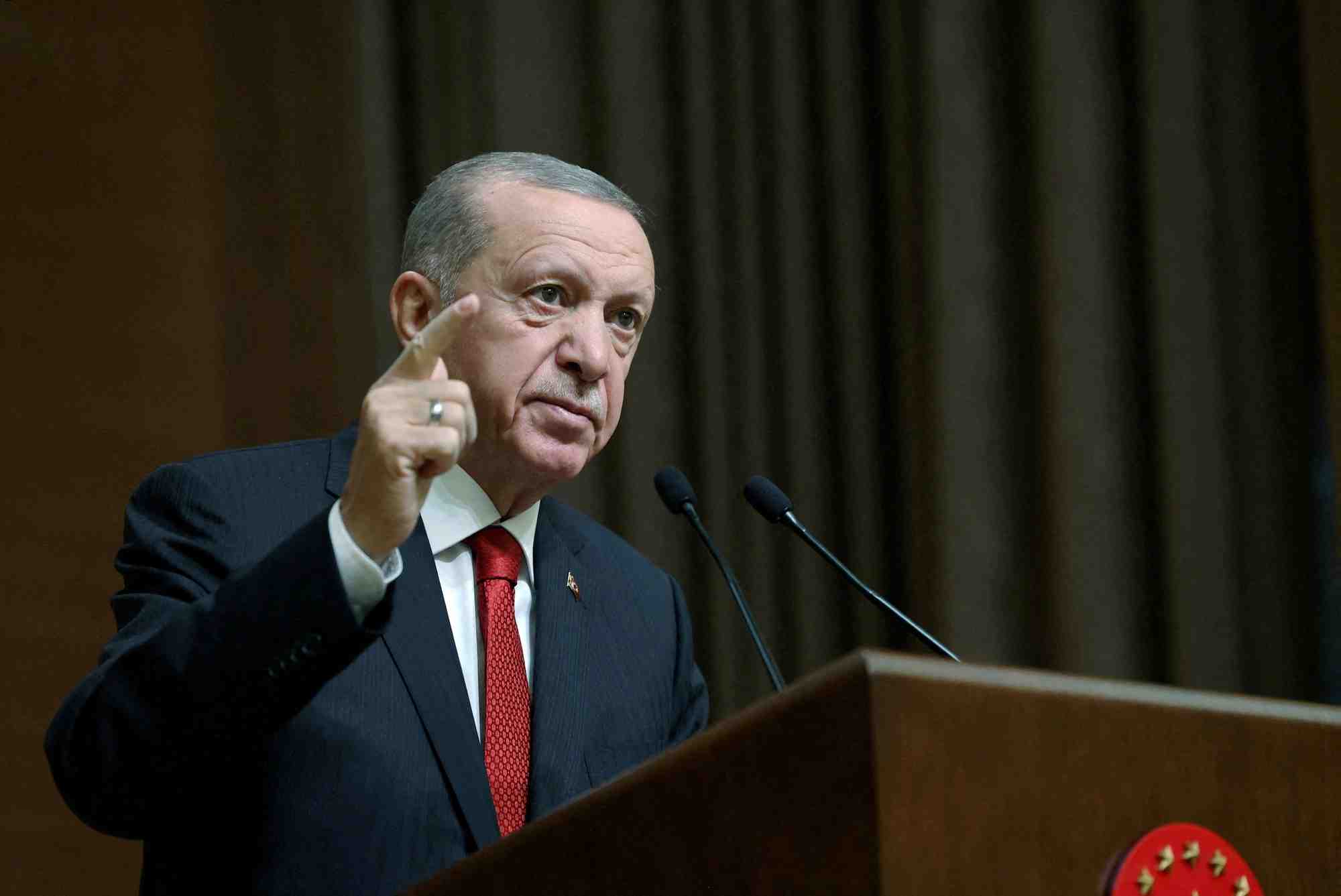 Le president turc tayyip erdogan s'exprime a ankara
