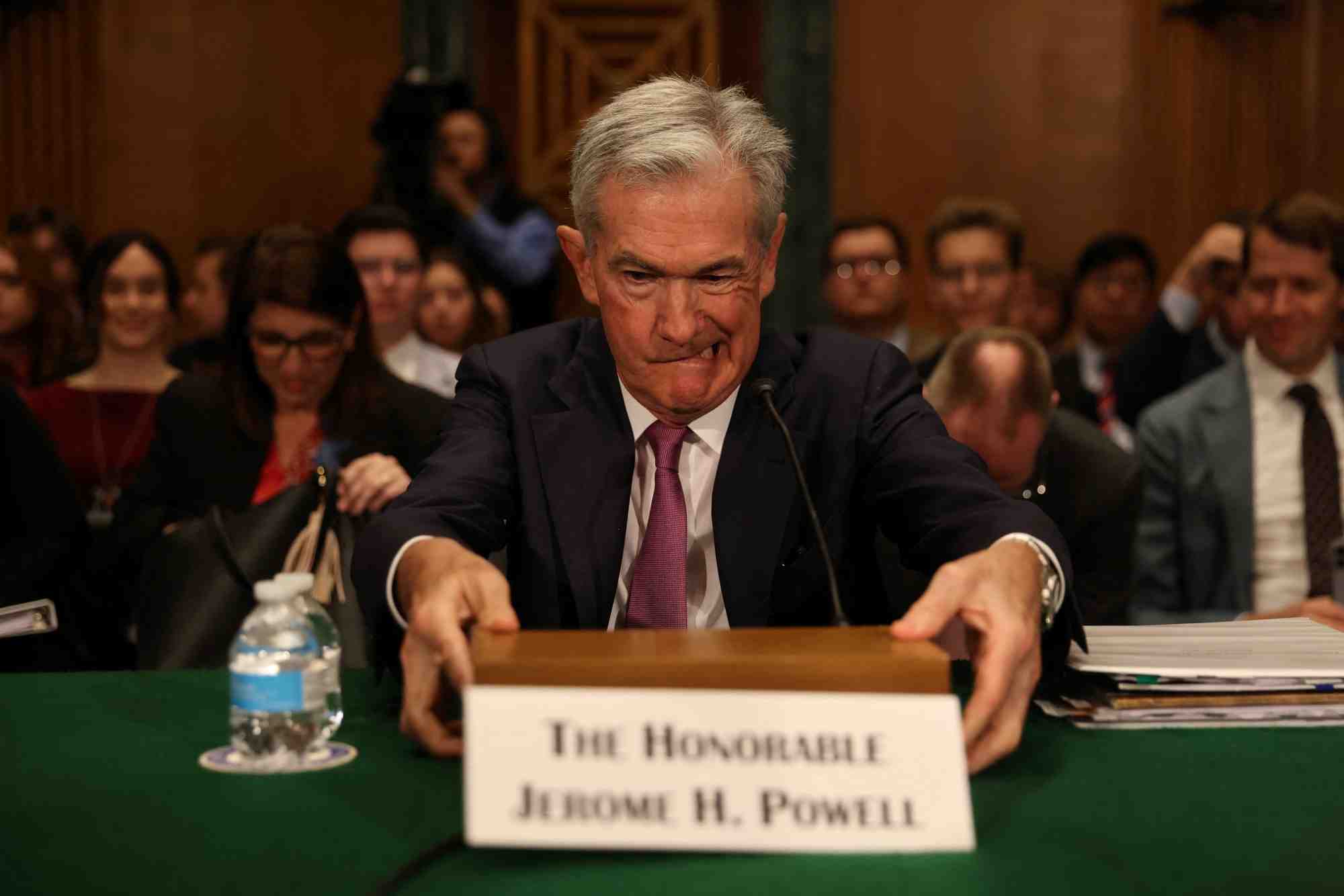 Le president du conseil de la reserve federale jerome powell a washington, aux etats-unis