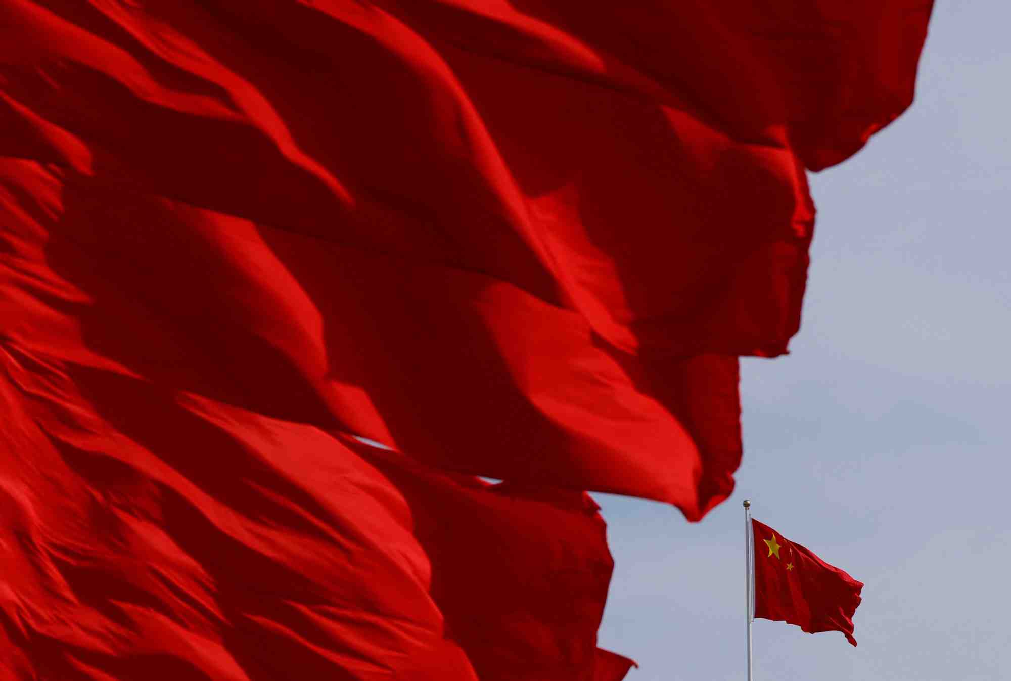 Des drapeaux chinois a pekin