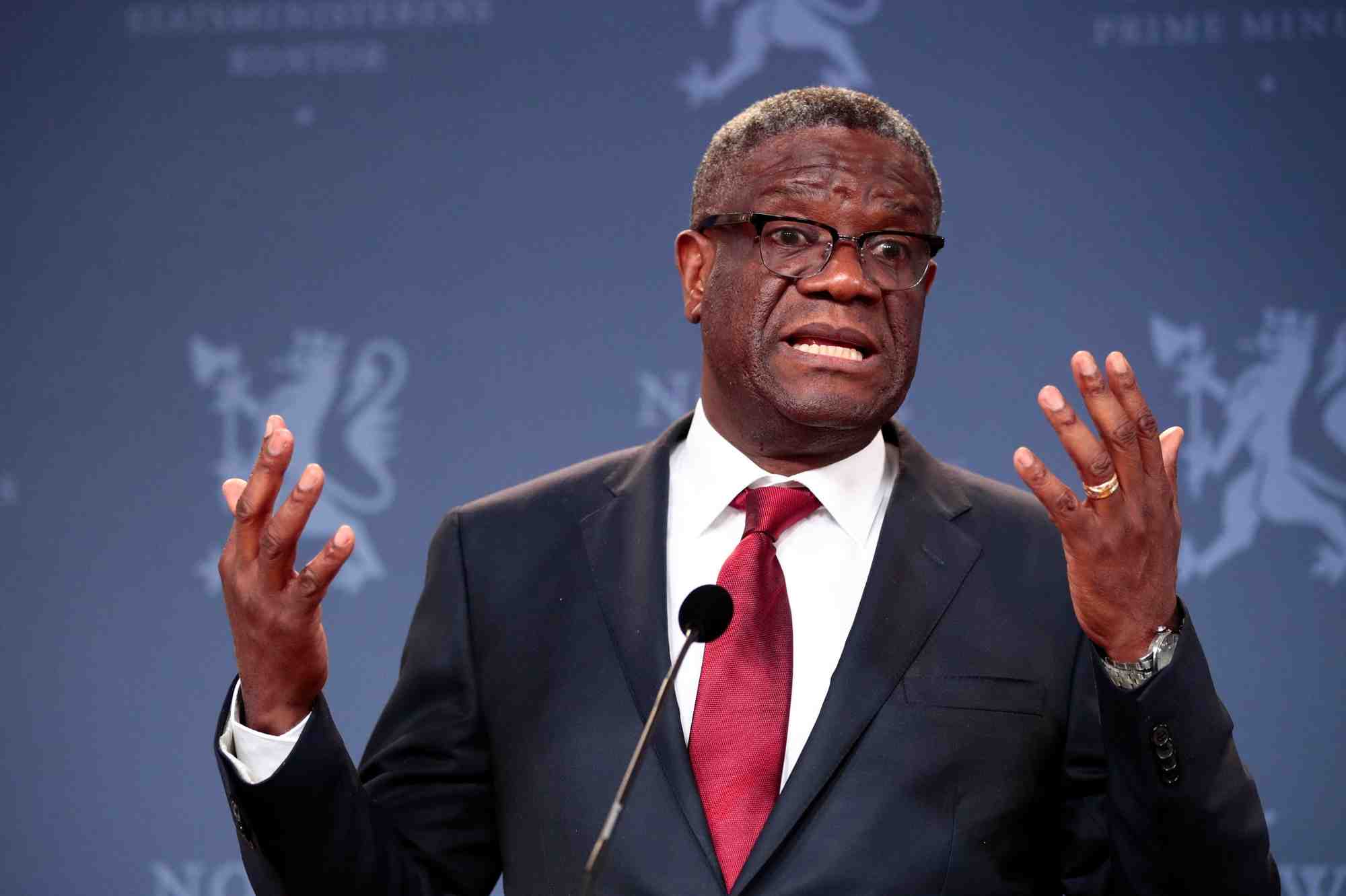 Denis mukwege s'adresse aux medias lors d'une conference de presse a oslo