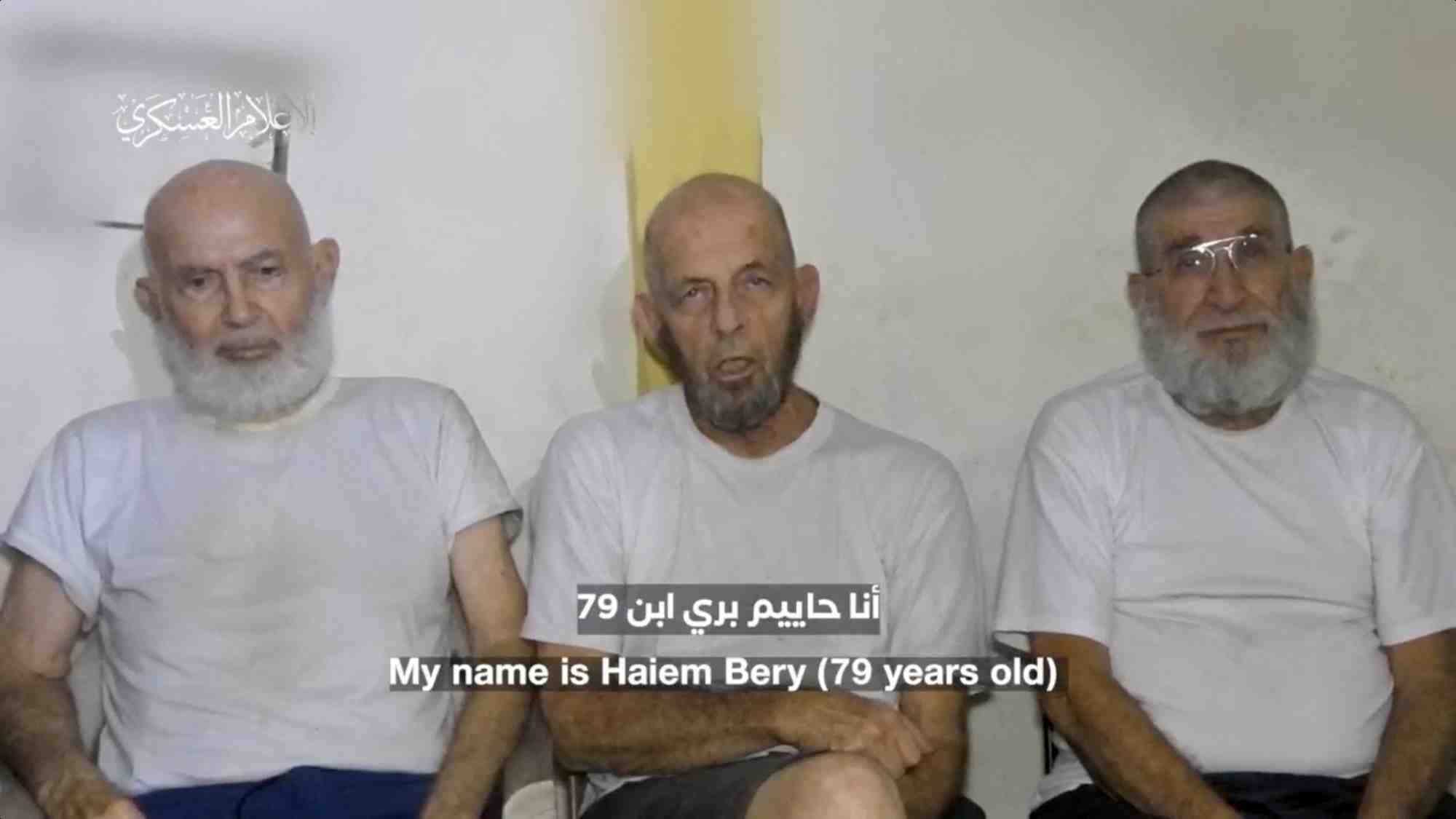 Le hamas publie une video de trois otages israeliens ages